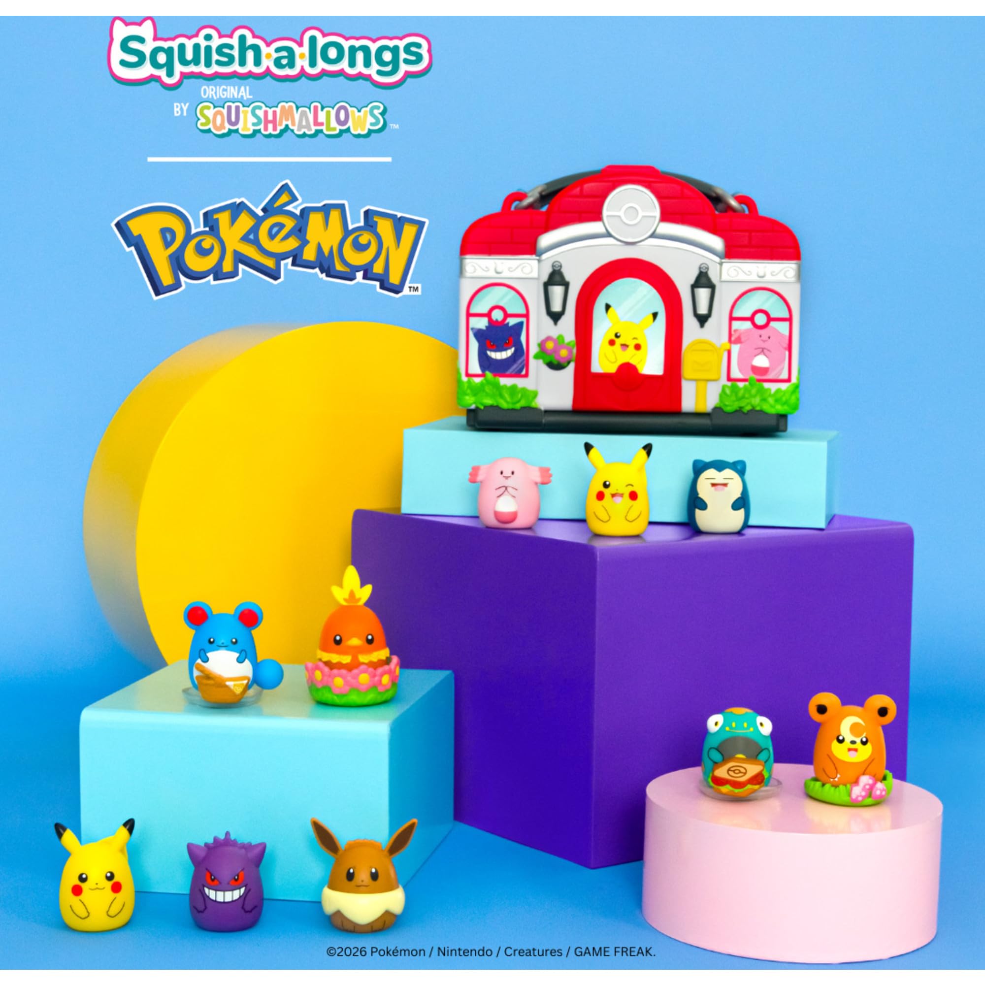 Squish-a-longs Pokémon Centre Playset by Jazwares | Includes 4 Mini-Squish | Portable Truck 4