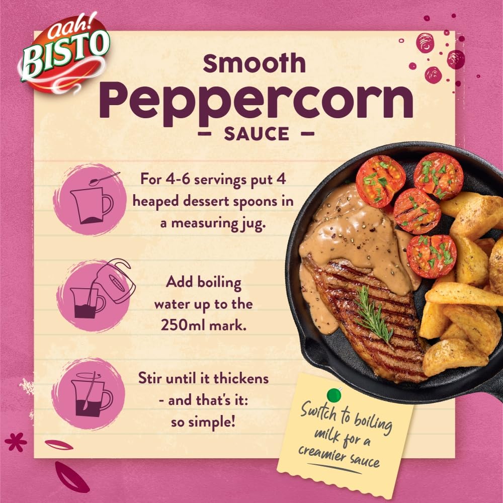 Bisto Deliciously Creamy Pepper Sauce Mix - Granules for Quick Preparation | 185g Drum 6