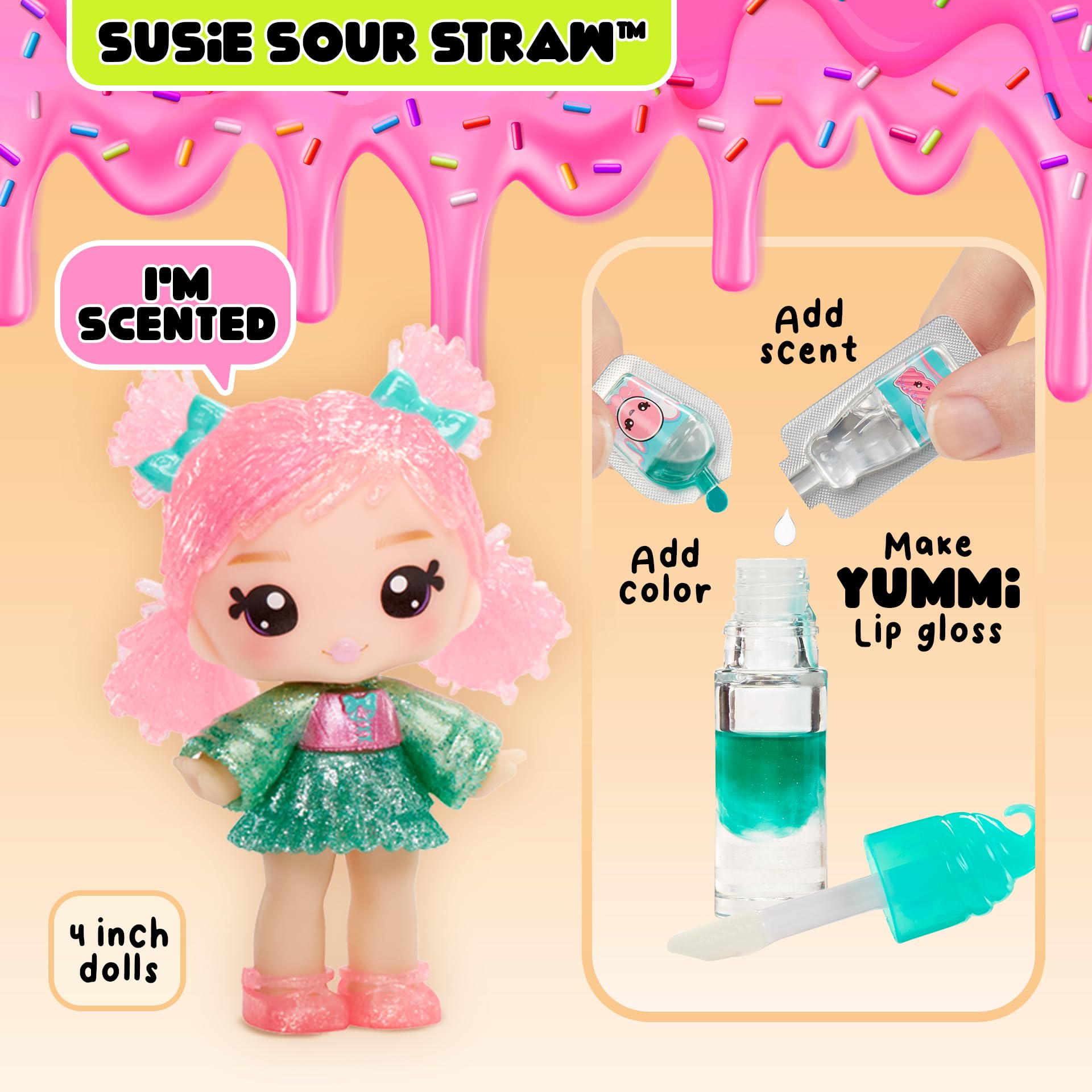 Yummiland Lipgloss-Puppe – Susie Sour Straw mit DIY-Lipgloss-Set – ab 3 Jahren 5