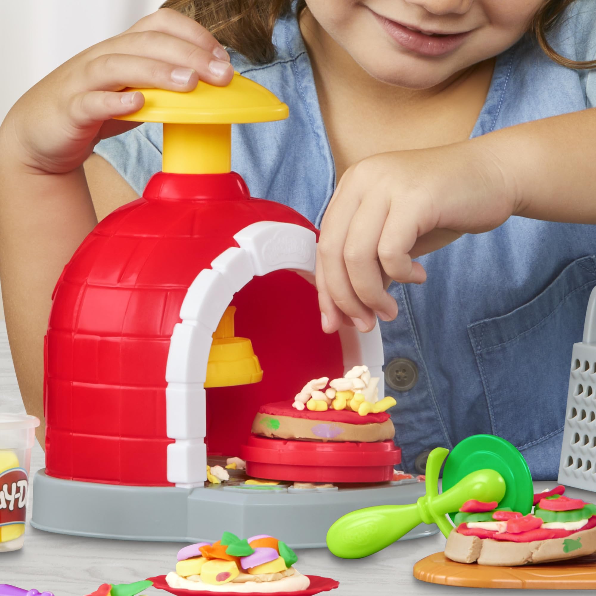 Play-Doh Kitchen Creations Pizza Oven Playset with 6 Cans of Modeling Compound | Ages 3+ 8