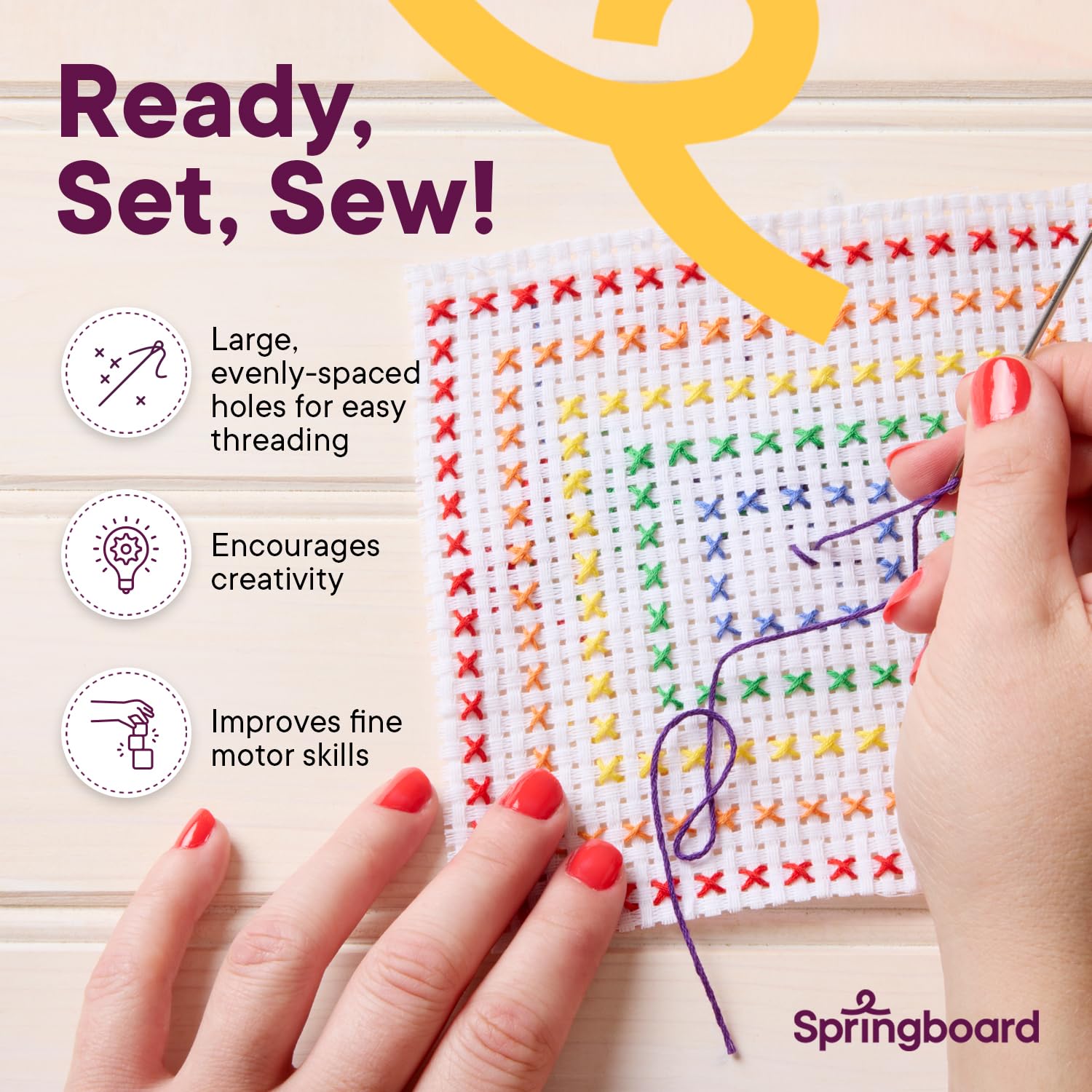 Springboard Supplies Cross Stitch Fabric Bookmarks - 10-Pack Binca Mesh for Sewing | 100% Cotton | Assorted Colors