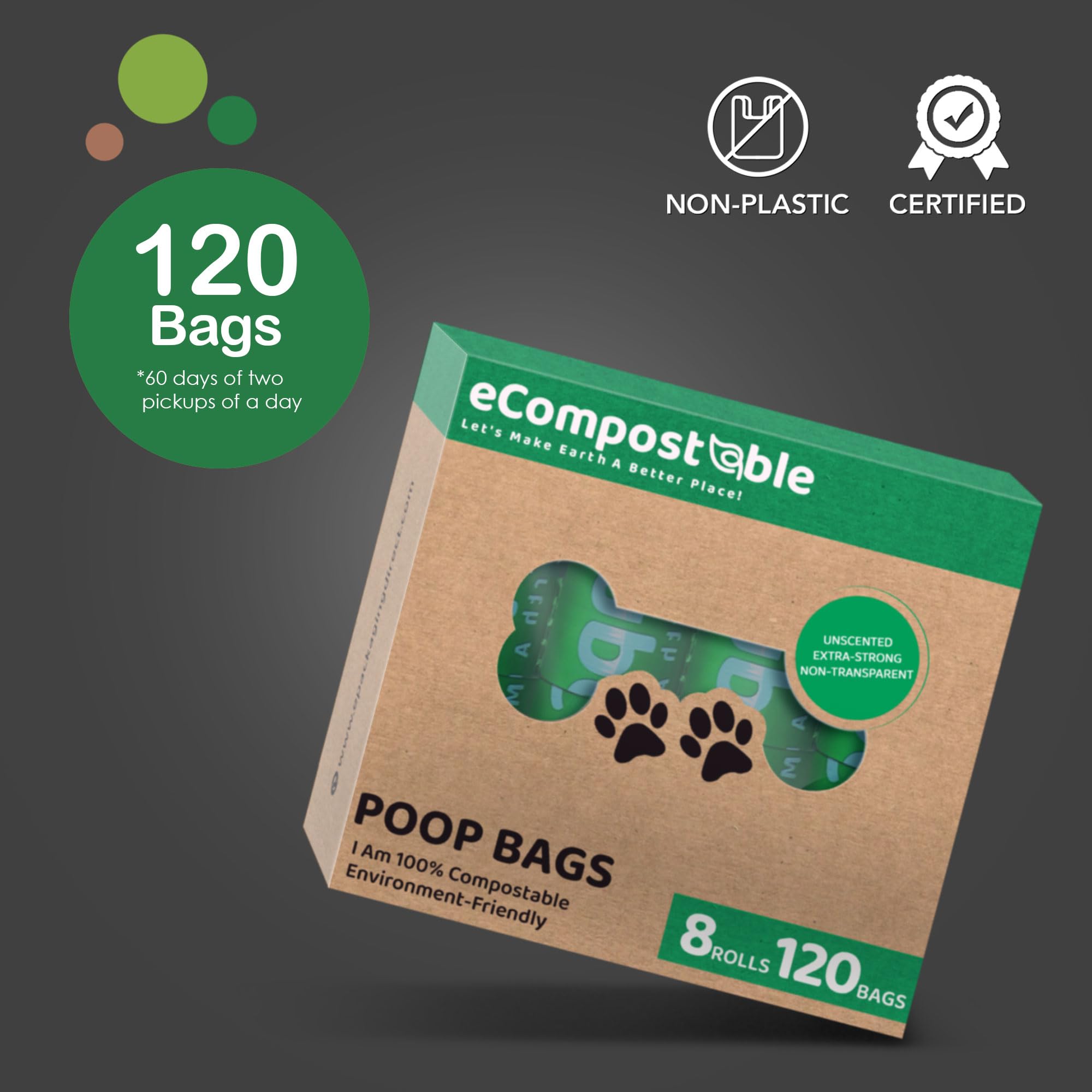 eCompostable Eco-Friendly Poop Bags - 240 Count, Green, Unscented | 13 x 9 Inches 6