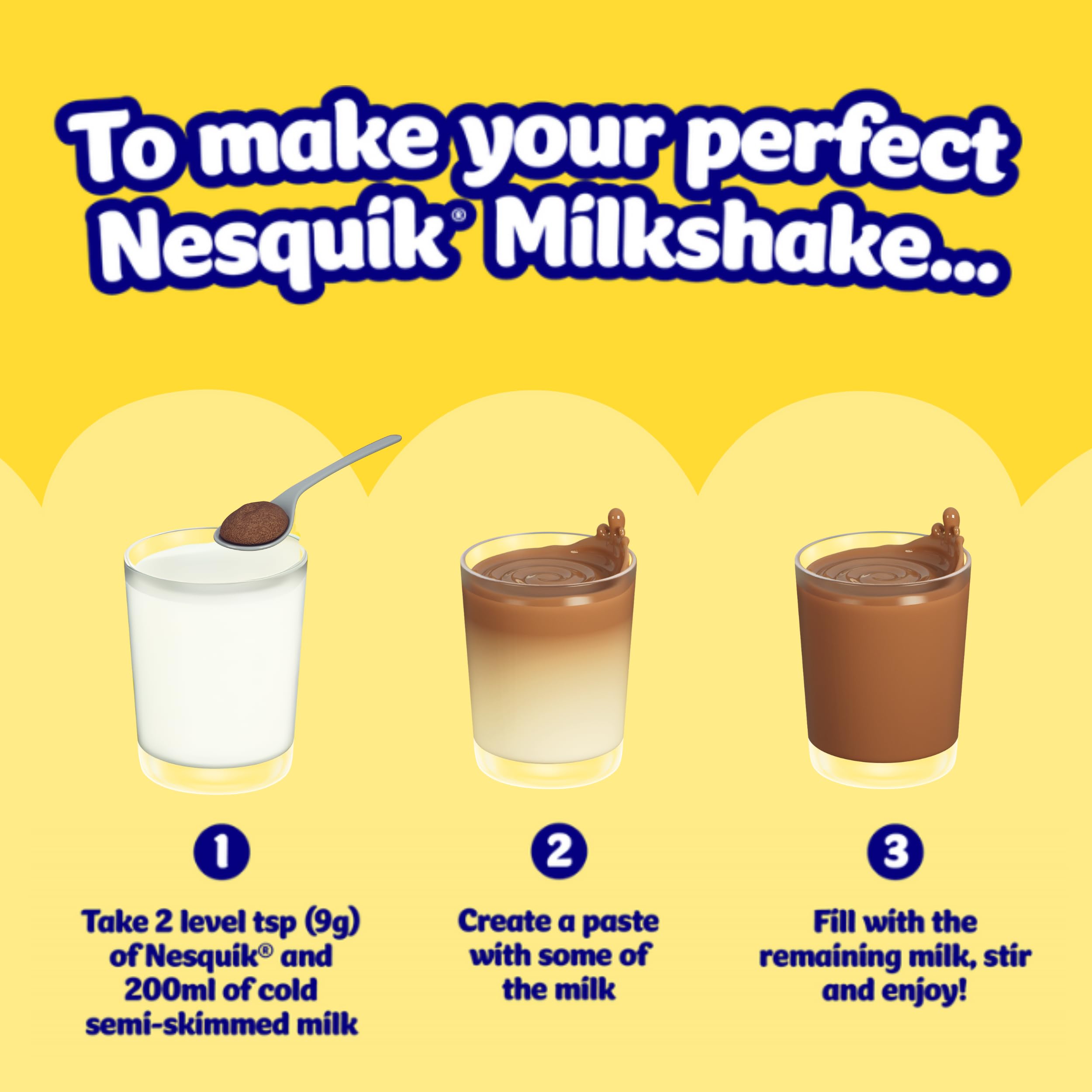 Nesquik Chocolate Flavoured Milkshake Powder - 1kg Tub | Fortified with Vitamin C & D 3