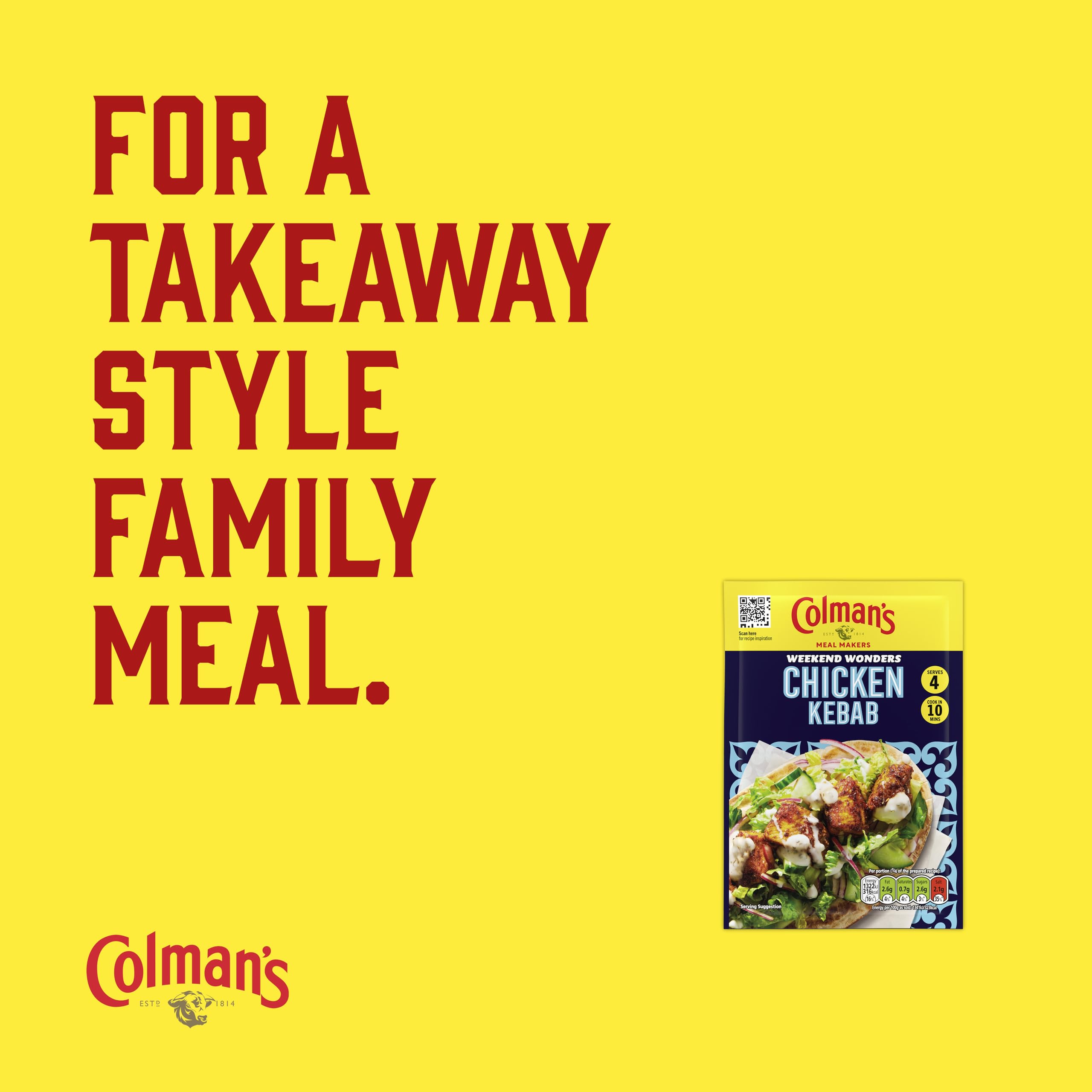 Colman's Weekend Wonders Chicken Kebab Meal Maker Recipe Mix Spice Seasoning, 30g 3