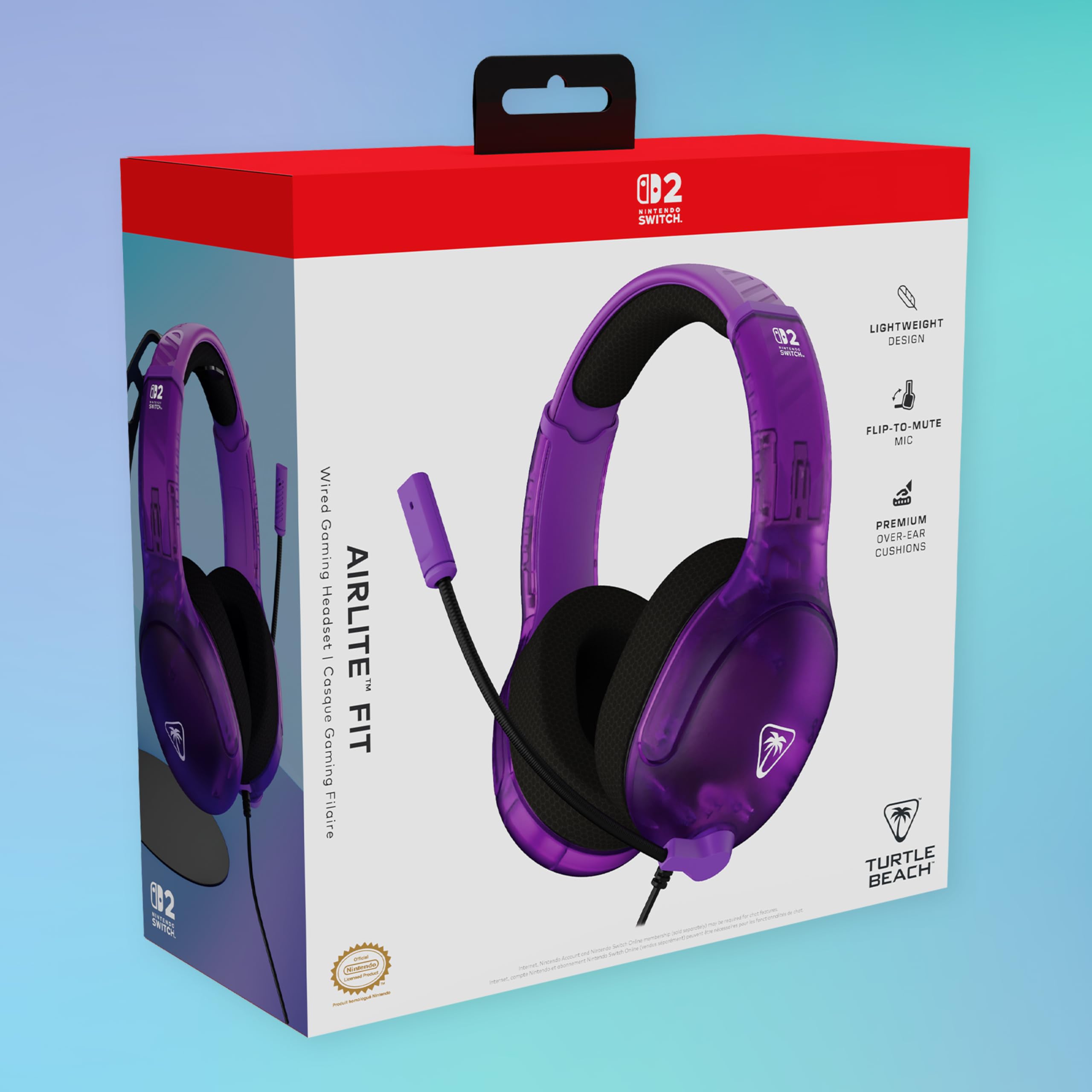 Turtle Beach Airlite Fit Wired Gaming Headset - Ghost Purple | Nintendo Licensed | Lightweight 4