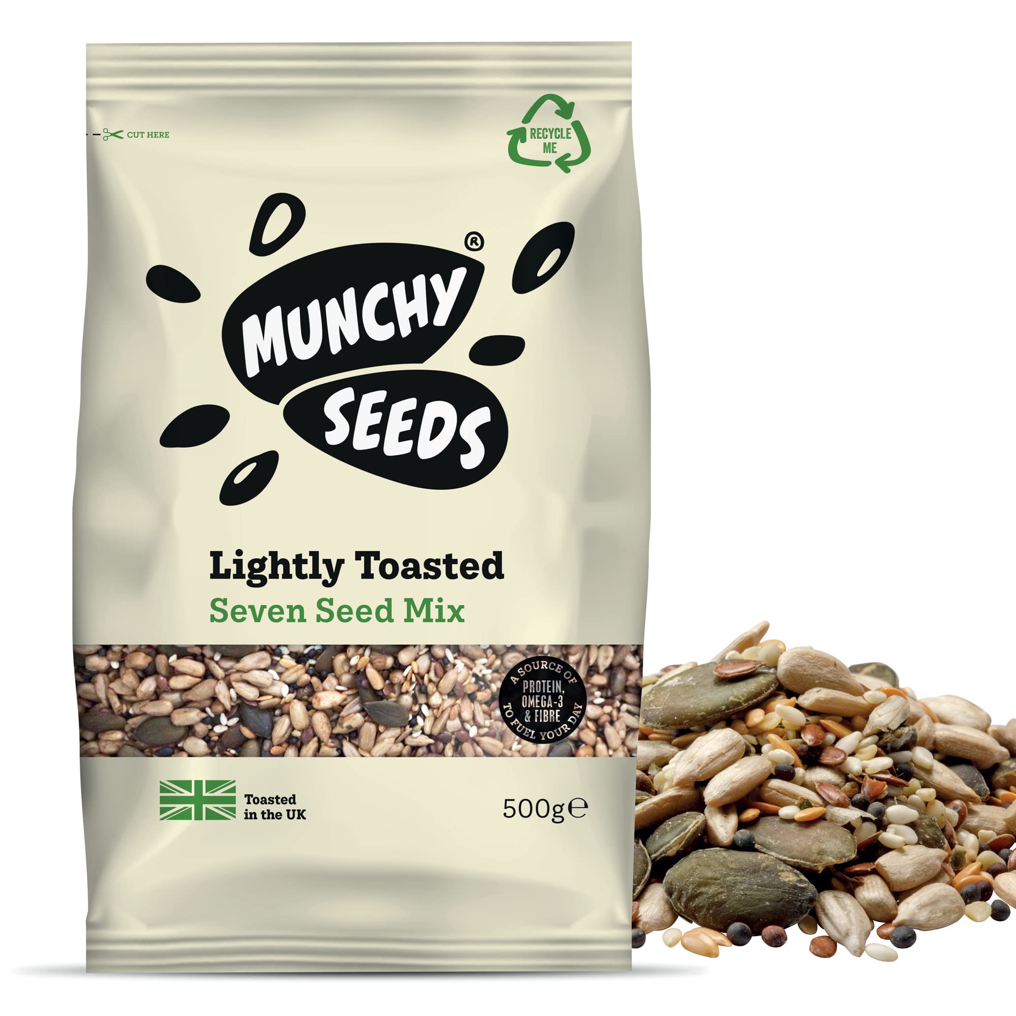 Munchy Seeds Lightly Toasted 7 Seed Mix - 500g | Source of Protein & Fibre | Vegan Snack