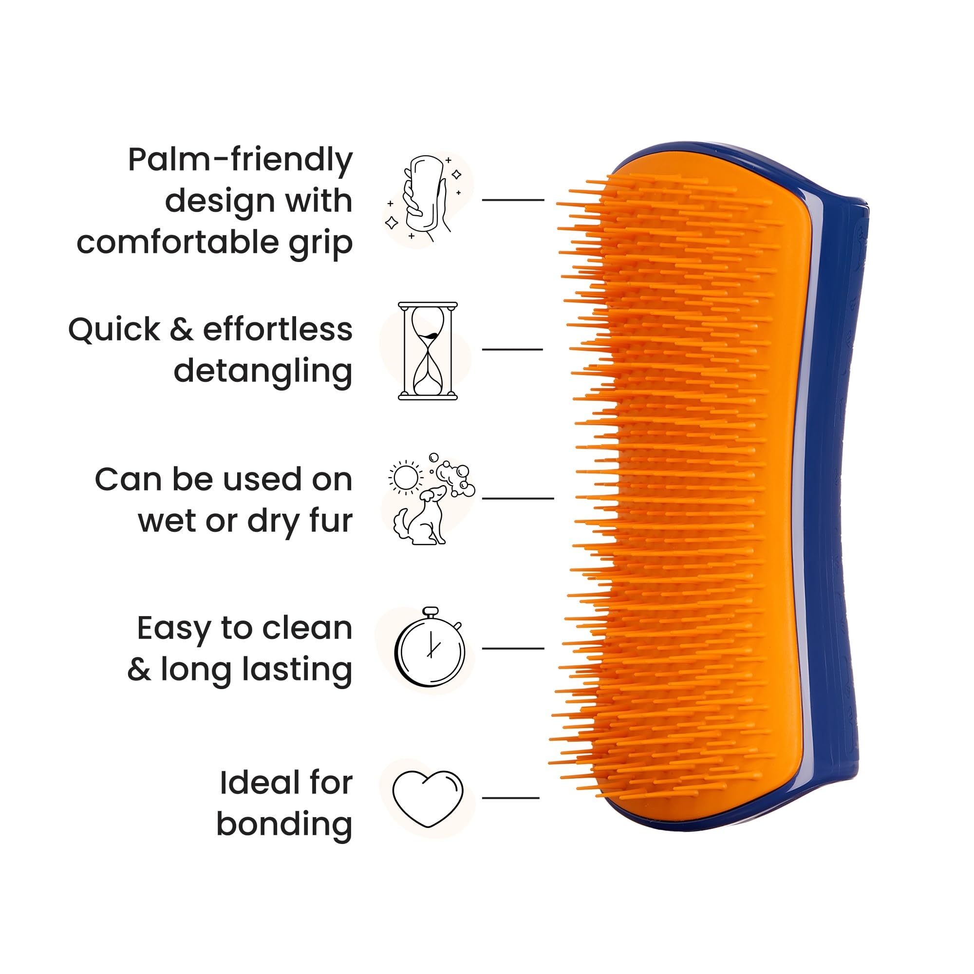 Pet Teezer Detangling Dog Grooming Brush - Navy & Orange, Size L | Lightweight Nylon Plastic 4