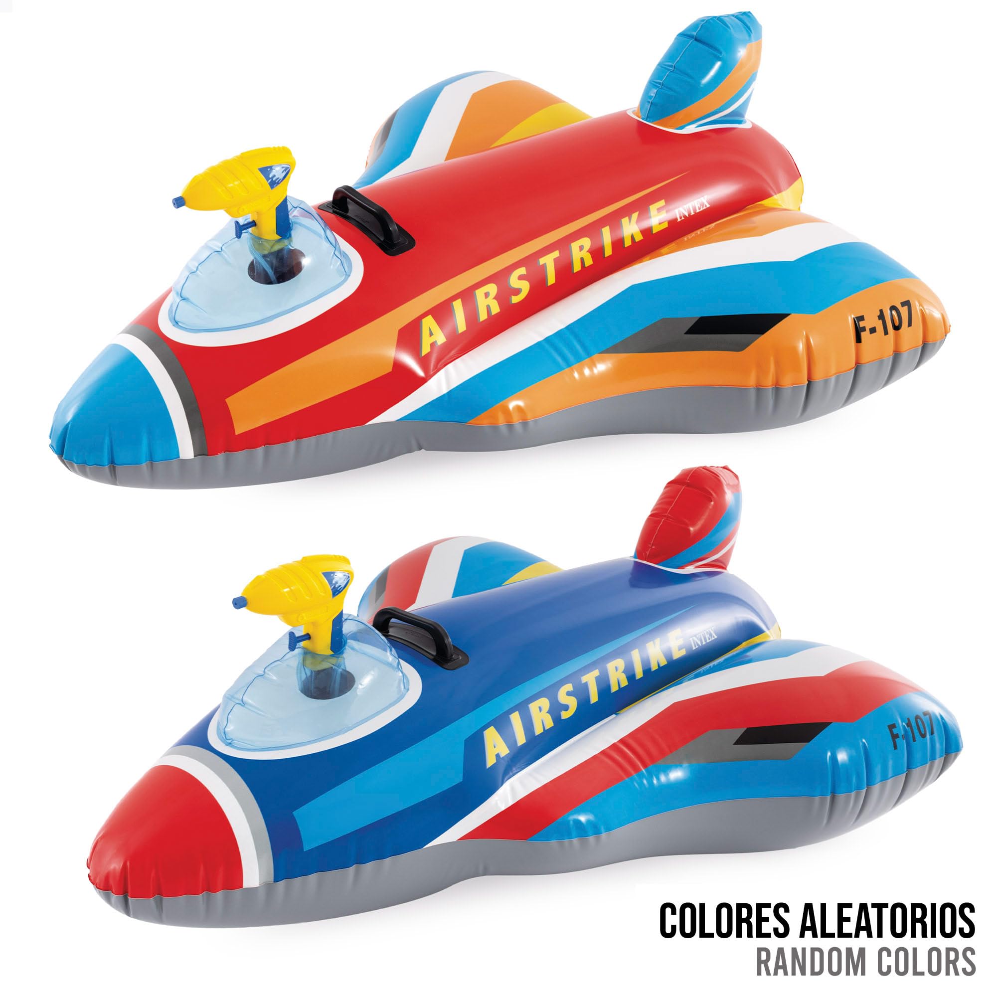 Intex Jet Fighter Ride-On Pool Float with Water Gun | Inflated 112 x 91 x 41cm | Ages 3+