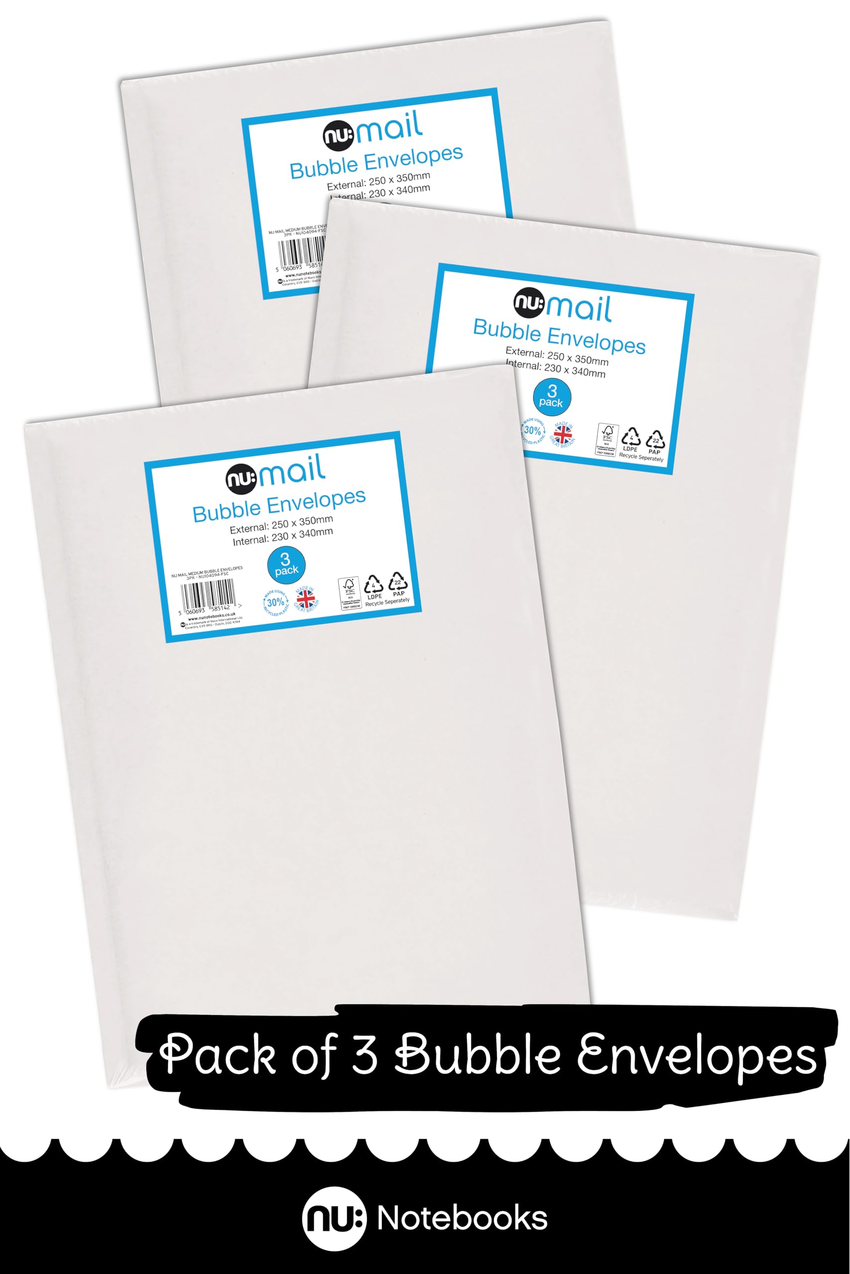 nu: Mail Padded Bubble Envelope Medium - Protective Packaging | 3 Pack | White 4
