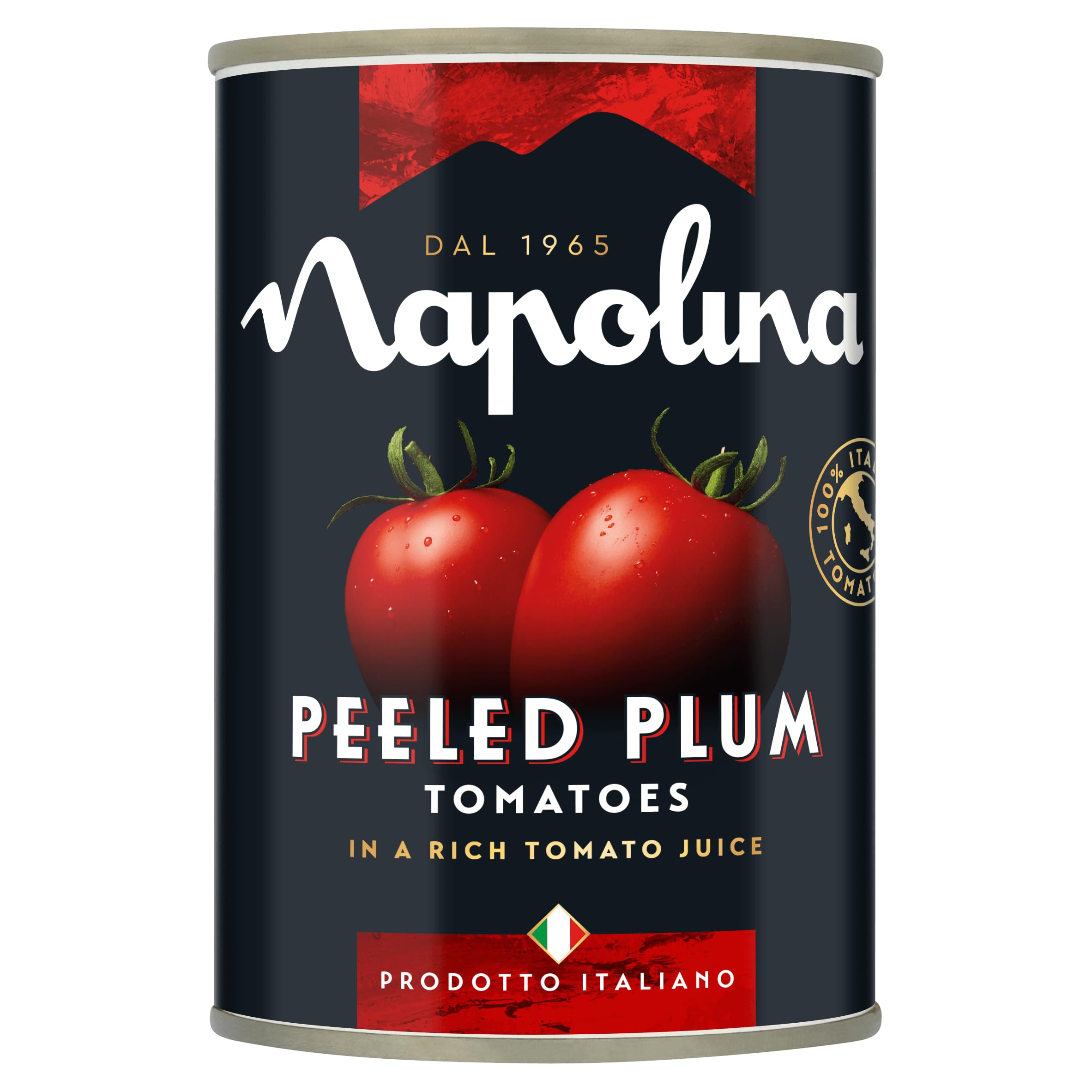 Napolina Peeled Plum Tomatoes in Rich Tomato Juice - 400g Can, Pack of 4