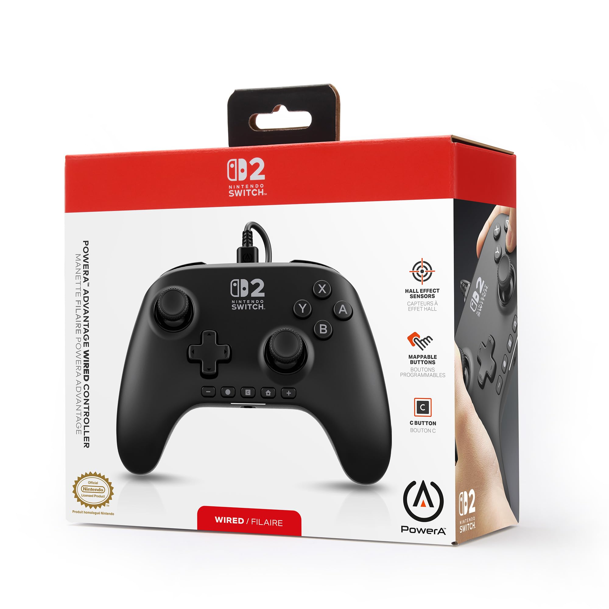 PowerA Advantage Wired Controller for Nintendo Switch 2 - Black, Officially 7