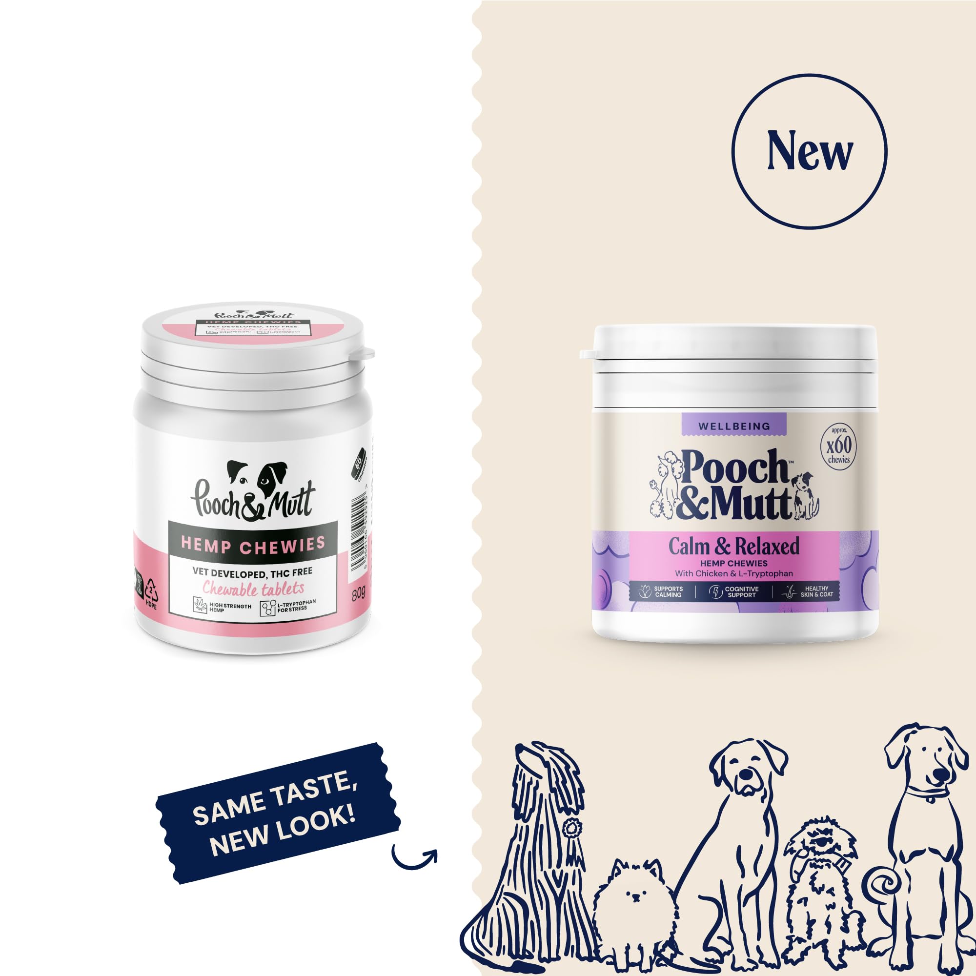 Pooch & Mutt Hemp Chewies Calming Treats for Dogs | Chicken Flavor | 80g Pack