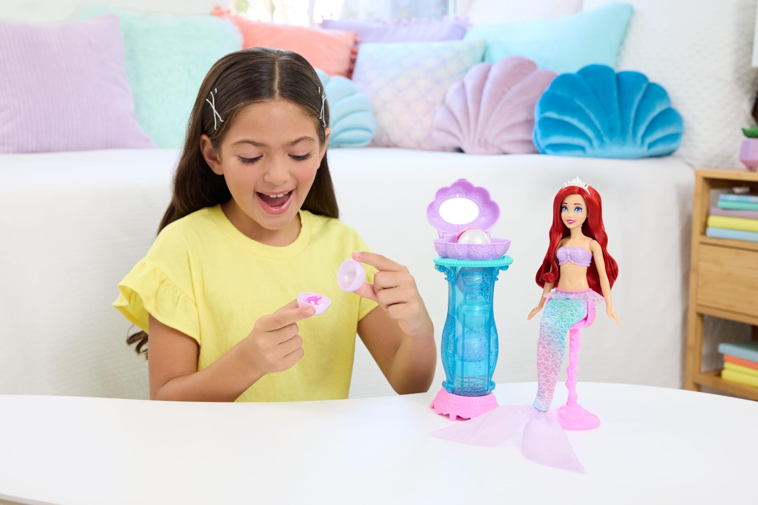Mattel Disney Princess Ariel Vanity Pop Mermaid Fashion Doll with 10 Accessories | JBF86