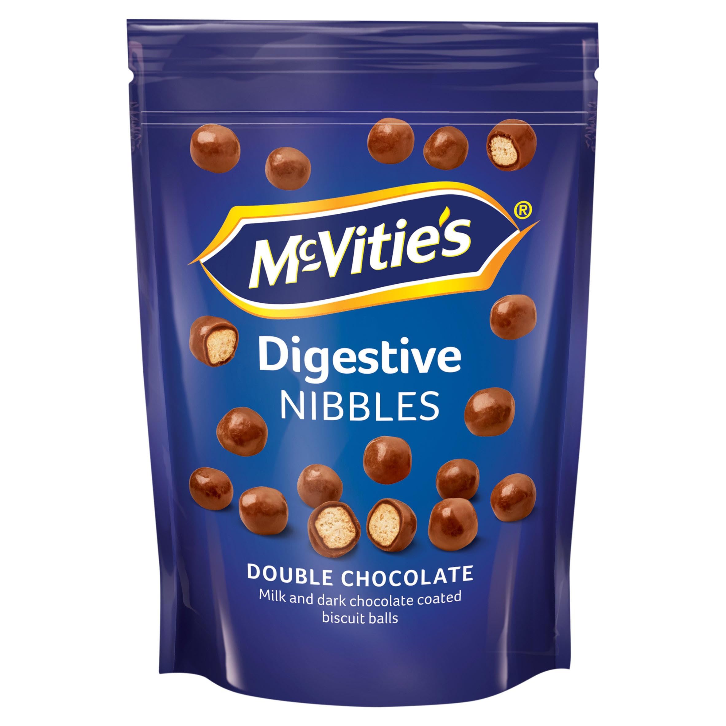 McVitie's Digestives Nibbles Double Chocolate Milk and Dark Chocolate Coated Biscuits | 80g Pouch