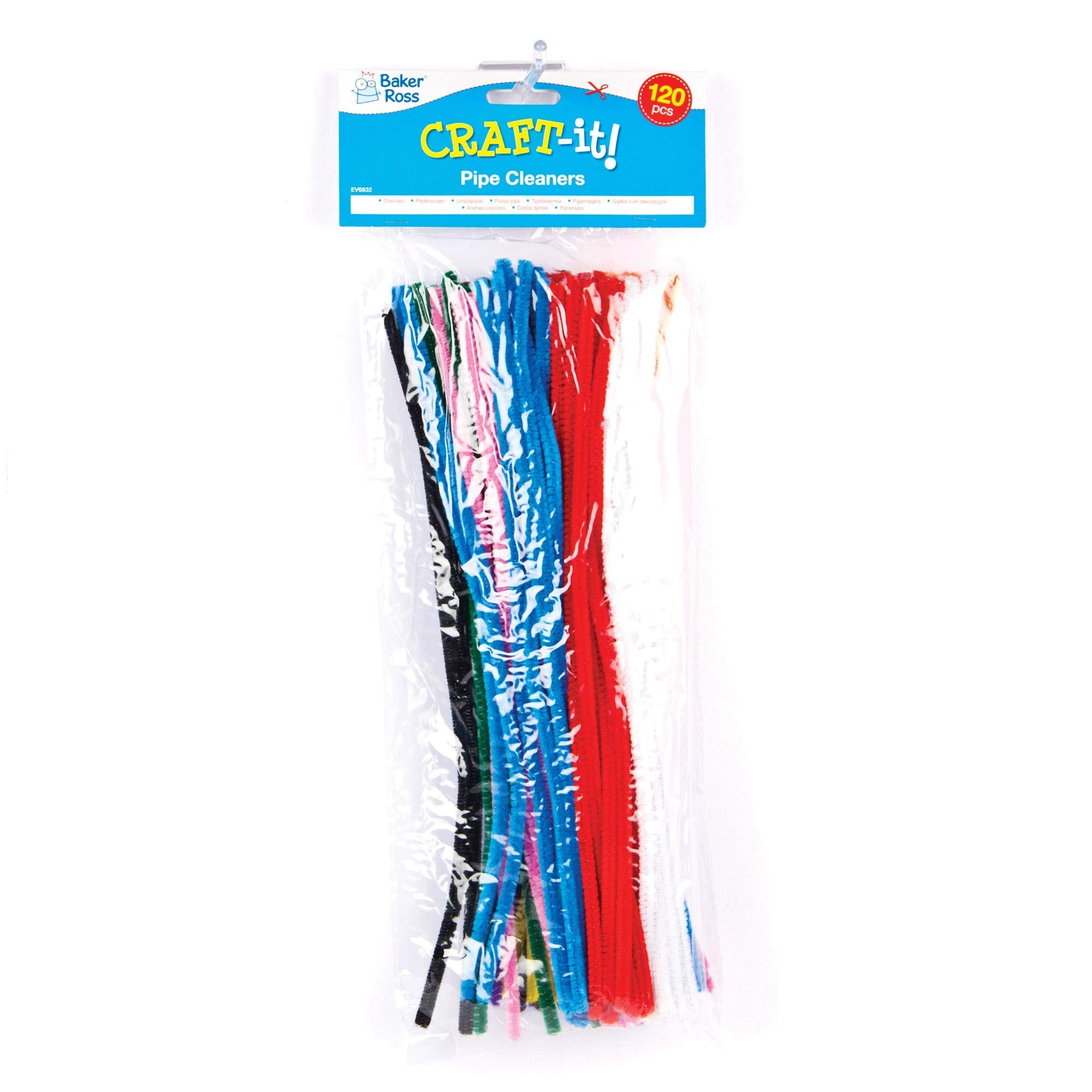 Baker Ross Fluffy Soft Pipe Cleaners - Value Pack of 120 Metallic Craft Stems | 30cm Long 5