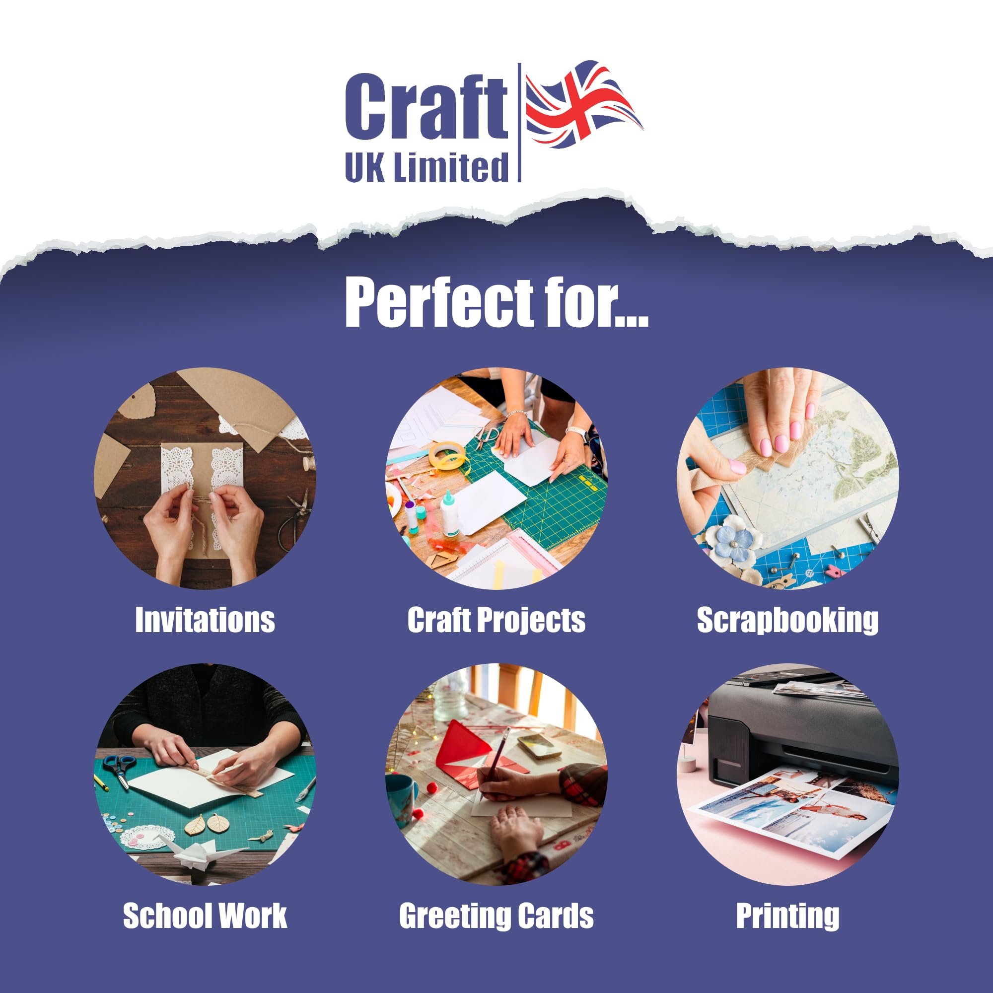 Craft UK W121 Hammered Card Stock - White | A4 | 300 gsm | 100 Sheets 6