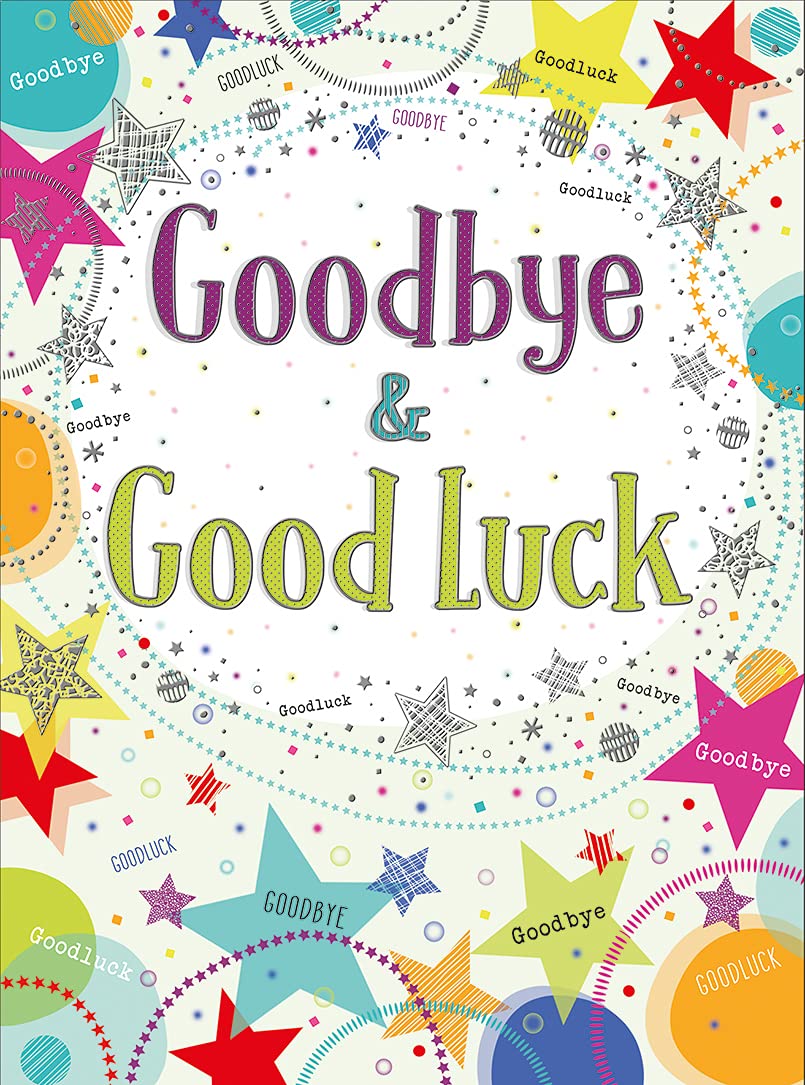 Piccadilly Greetings Goldmark Goodbye and Good Luck Farewell Card | 12 x 9 Inches | Multicolor