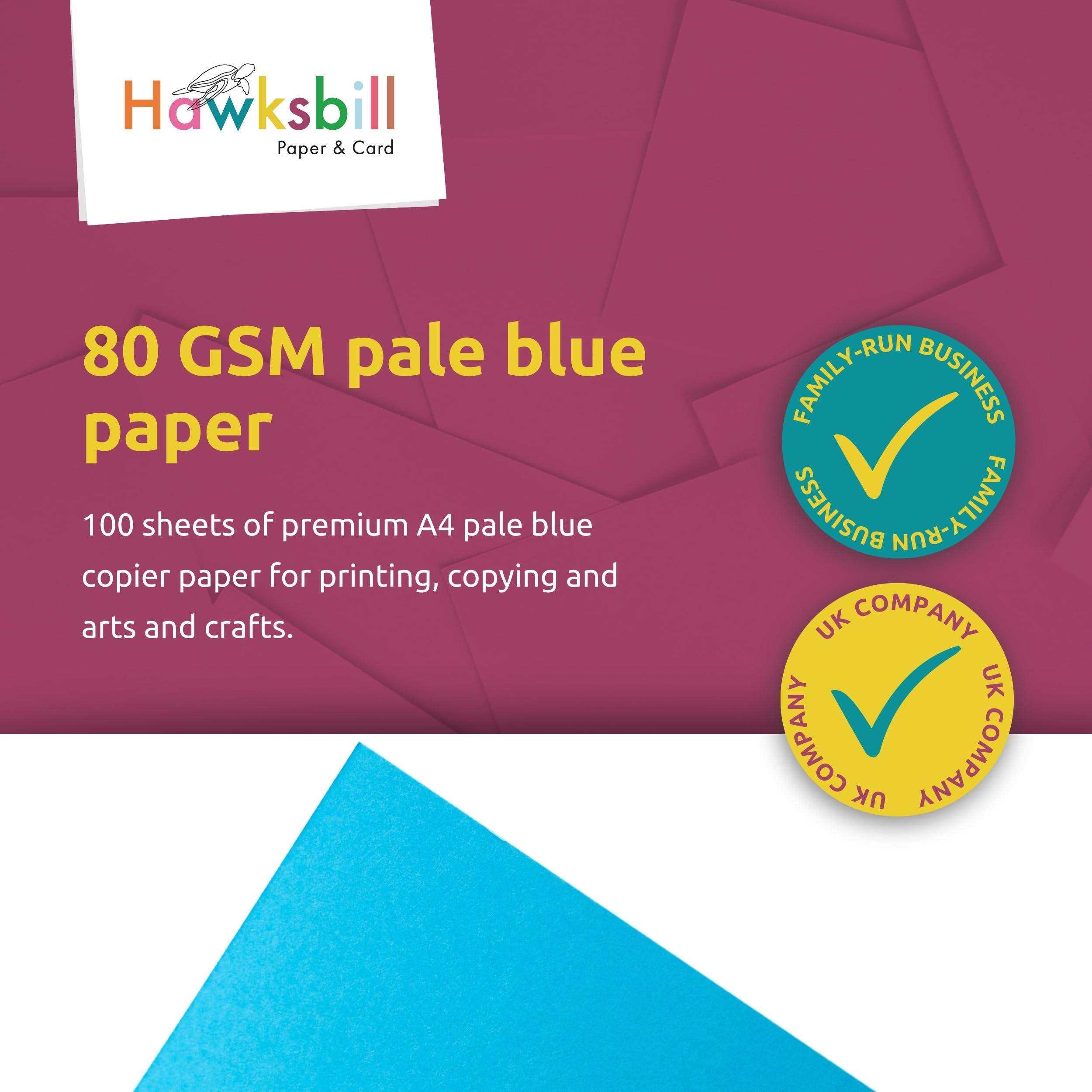 Hawksbill Premium Pale Blue Copy Paper - 80 GSM A4 | 100 Sheets | Dyslexia-Friendly
