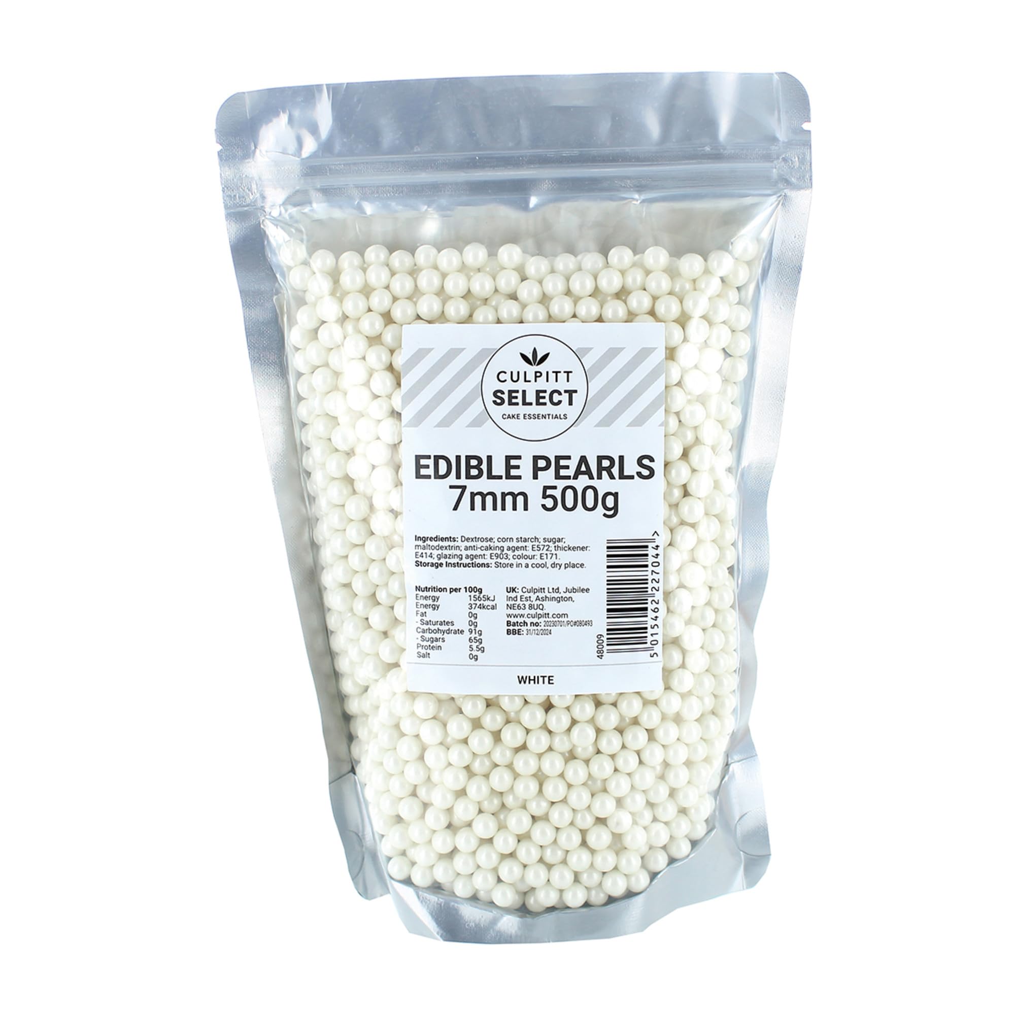 Culpitt Select Edible Pearls - White 7mm Beads | 500g Pouch 1