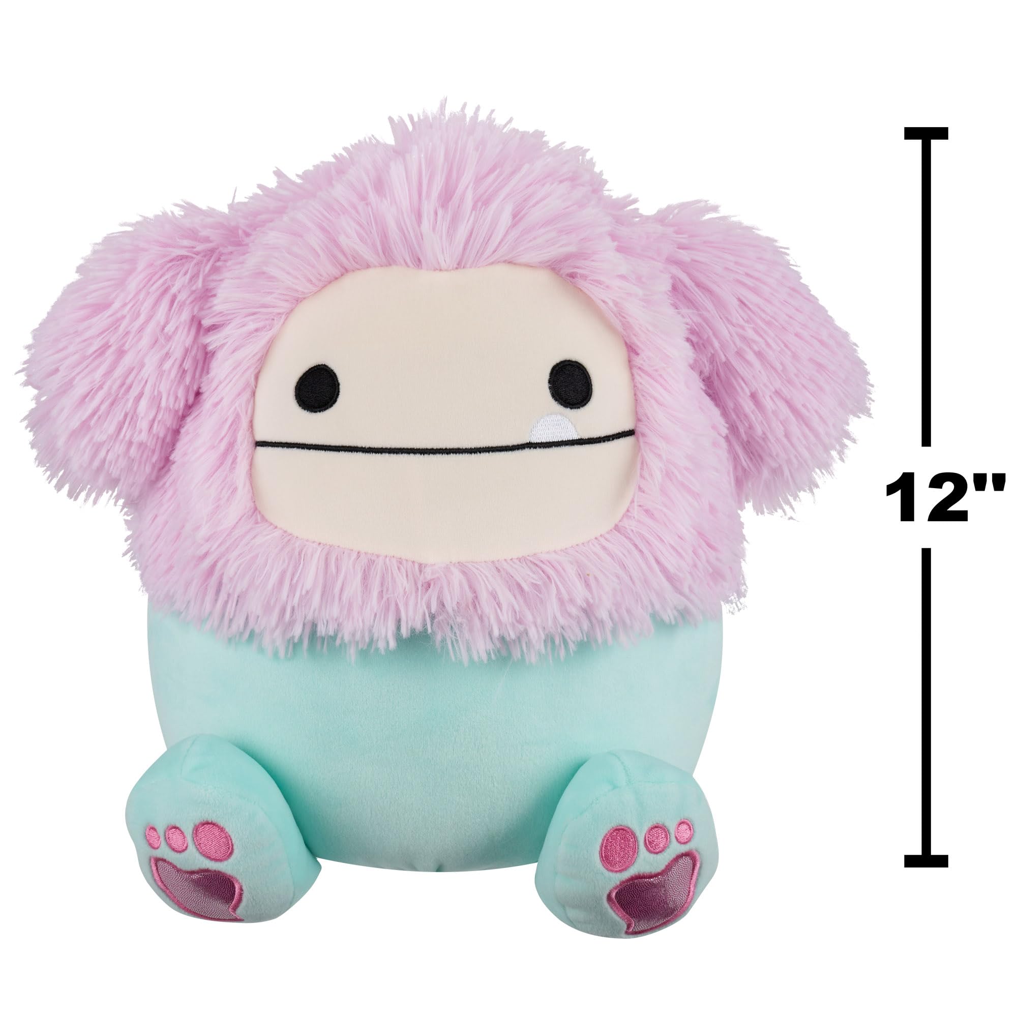 Squishmallows 12 Zoll großer Bessem, der mint- und pinkfarbene Bigfoot mit glitzernden Füßen – Plüschtier 4