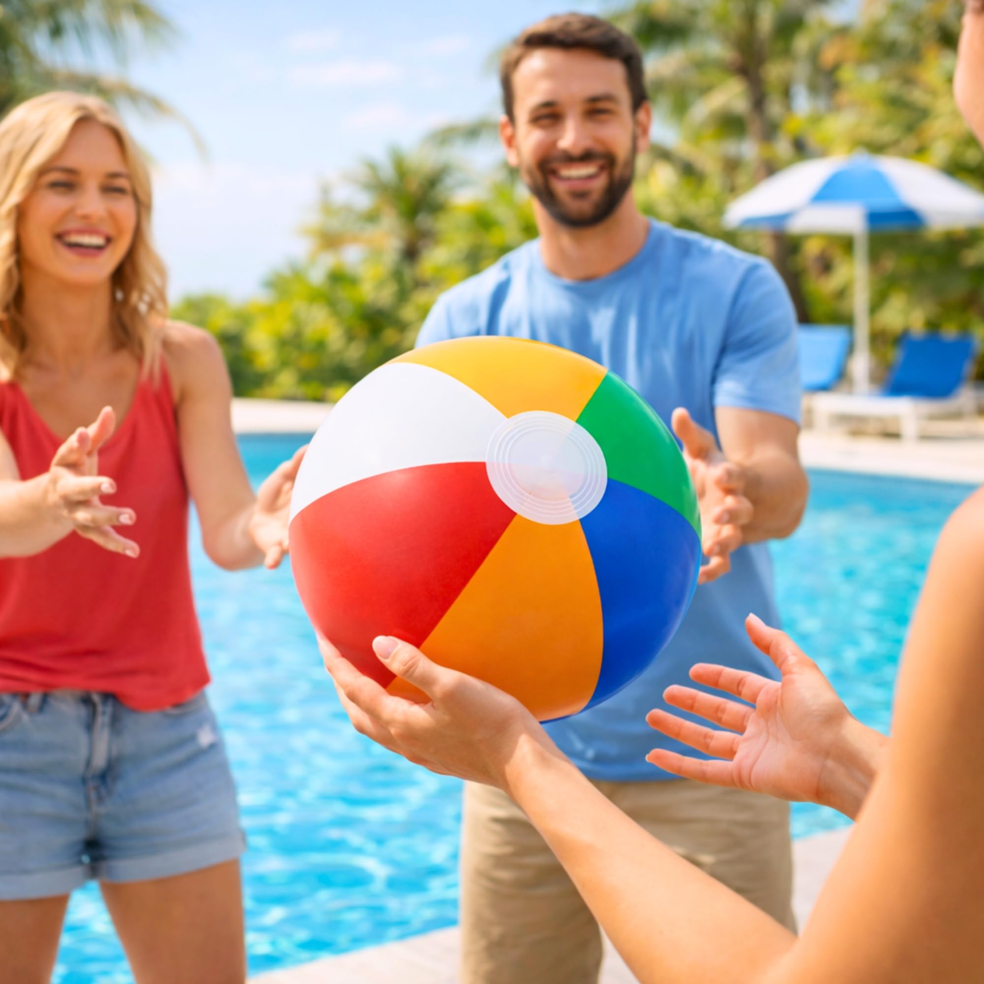 SHATCHI Inflatable Rainbow Beach Ball - 2 Pack | 16 Inch | Multicolour 9