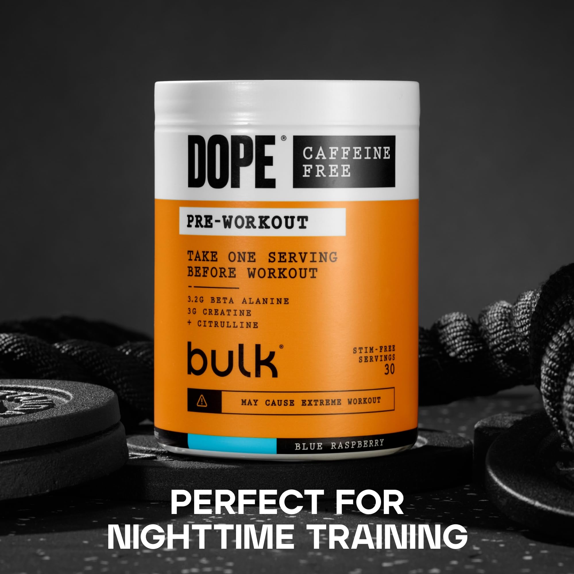 Bulk Dope Caffeine Free Pre-Workout Powder - Blue Raspberry | 510g | 30 Servings