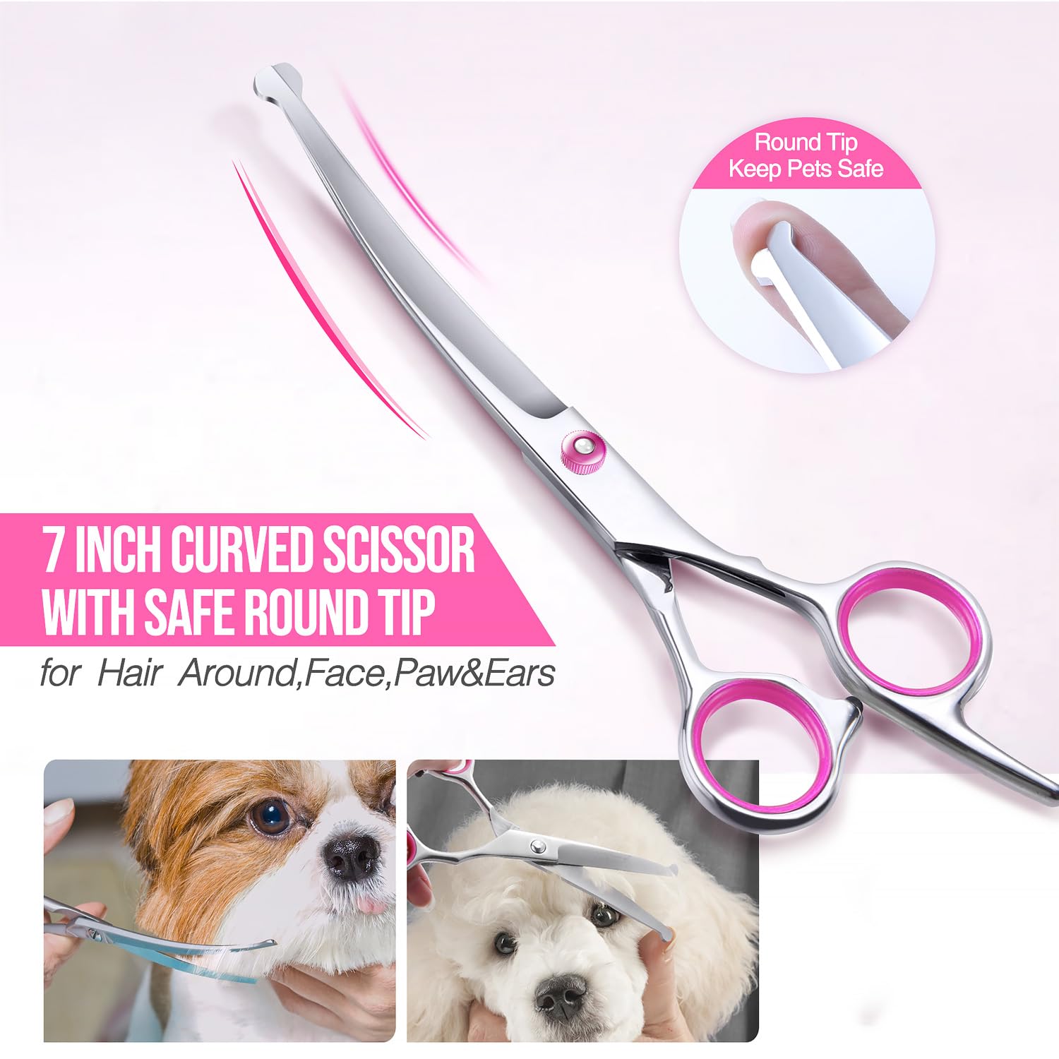 Gimars Professional Dog Grooming Scissors Kit - 5-in-1 Set with Safety Round Tip | 4CR Stainless Steel 3