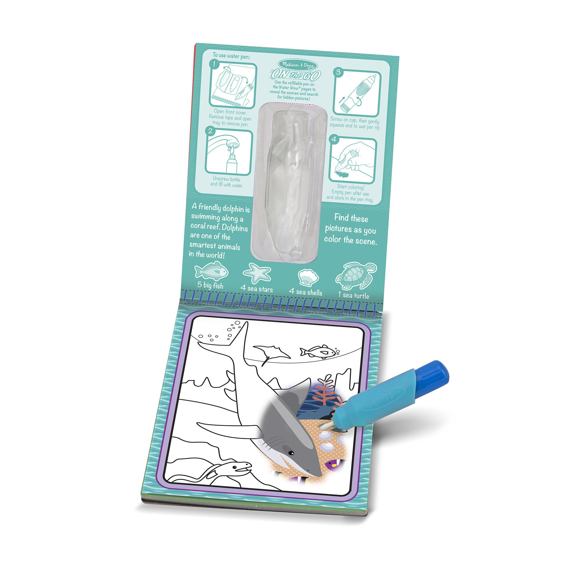 Melissa & Doug On the Go Water Wow! Reusable Water-Reveal Activity Pad - Under the Sea | Ages 3+ 4