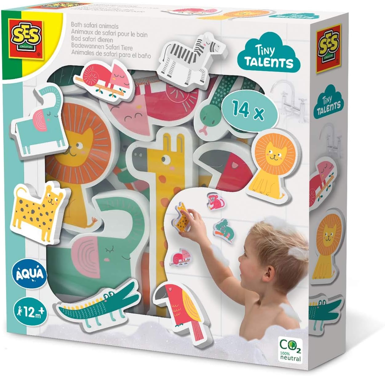 SES Creative Bath Safari Animals 13097 - 14 Soft Foam Bath Toys for Toddlers