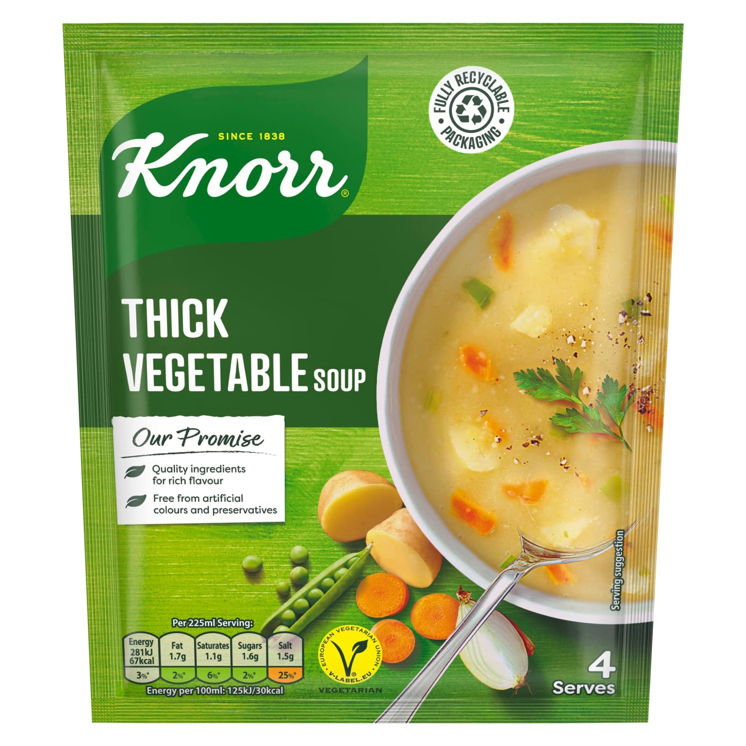 Knorr Thick Vegetable Dry Packet Soup Mix - Hearty & Quick Prep | 75g Serving 4