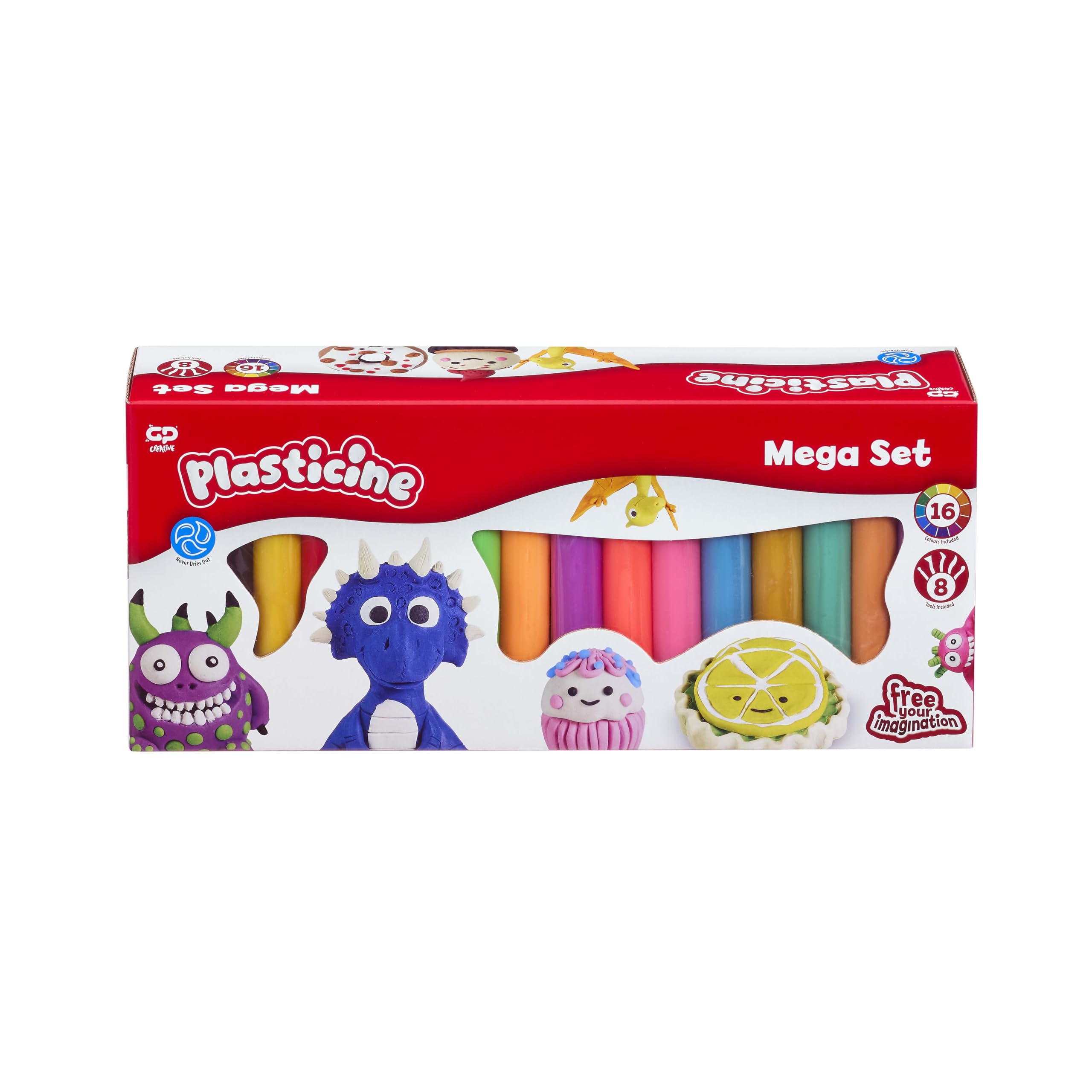 Plasticine Original Modelling Clay - Mega Refill Set with 16 Colours & Tools | Ages 3+