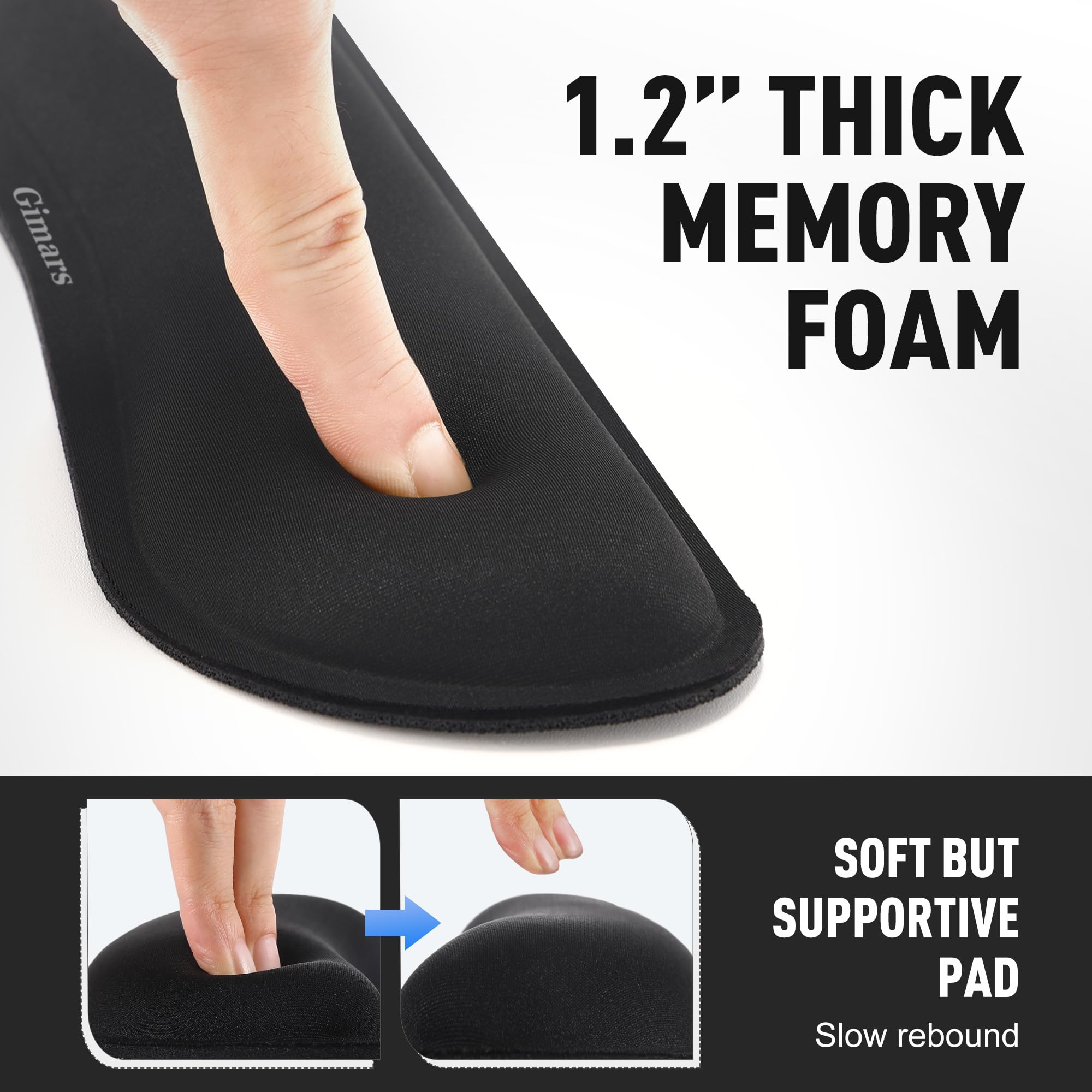 Gimars Enlarge Silky Gel Memory Foam Wrist Rest for Keyboard and Mouse | 3CM Thick | Black 5