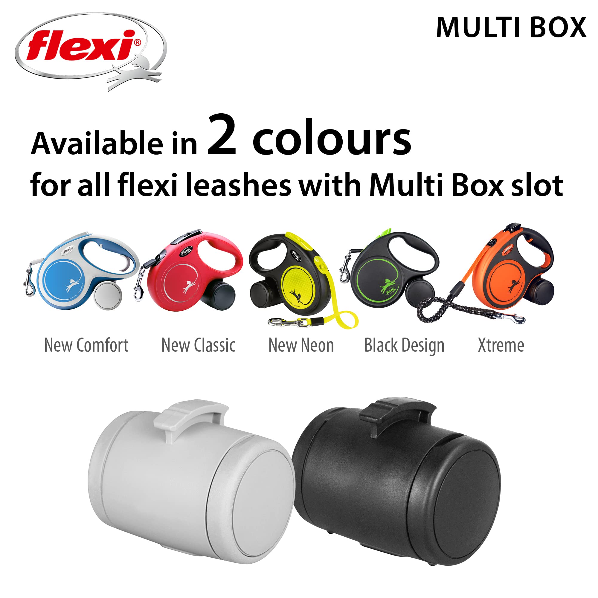 flexi Multi Box Treat & Poop Bag Dispenser | Grey Plastic | Works with Design/New Classic Leads 3