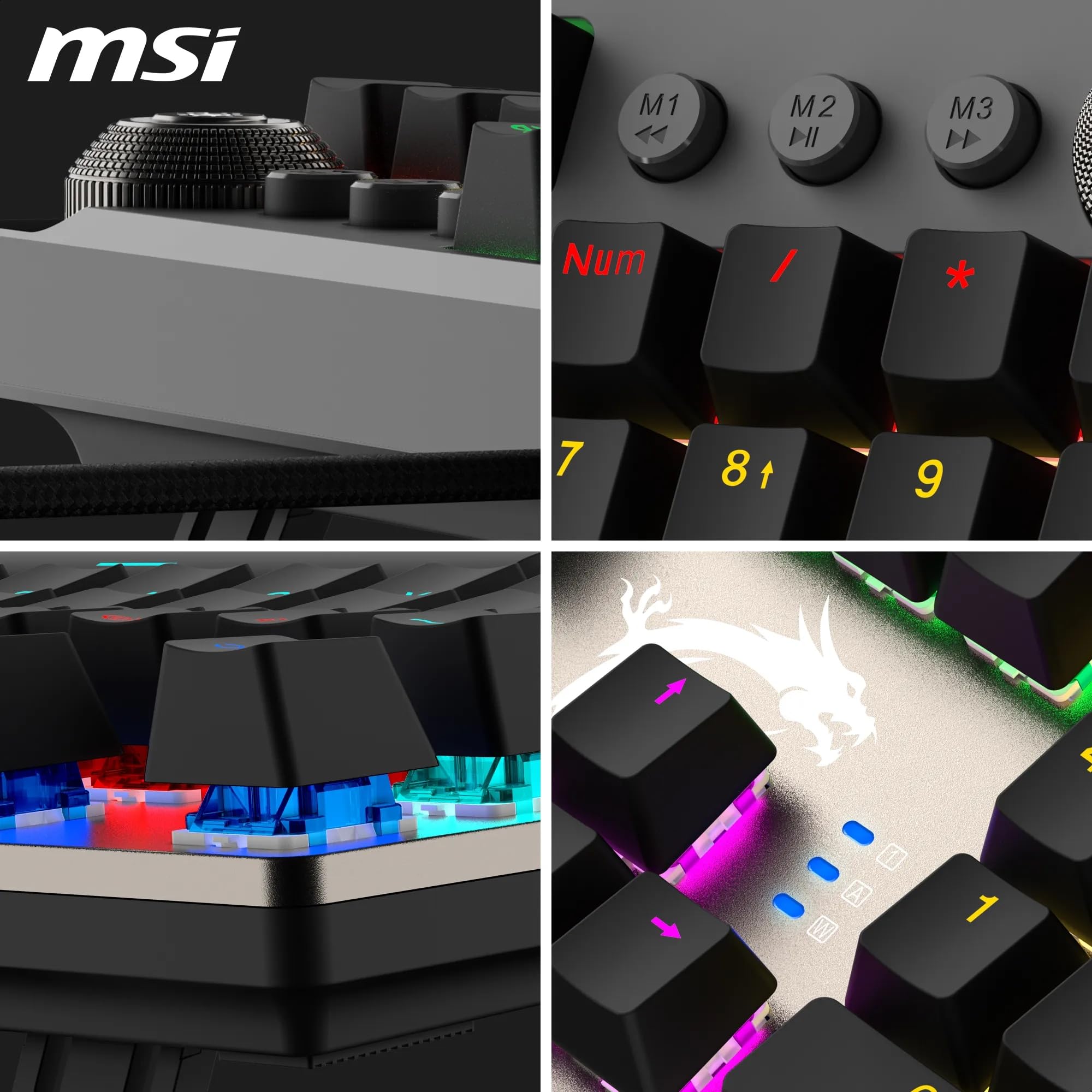 MSI FORGE GK310 Mechanical Gaming Keyboard - Red Switches | Hot-Swappable | RGB Backlighting