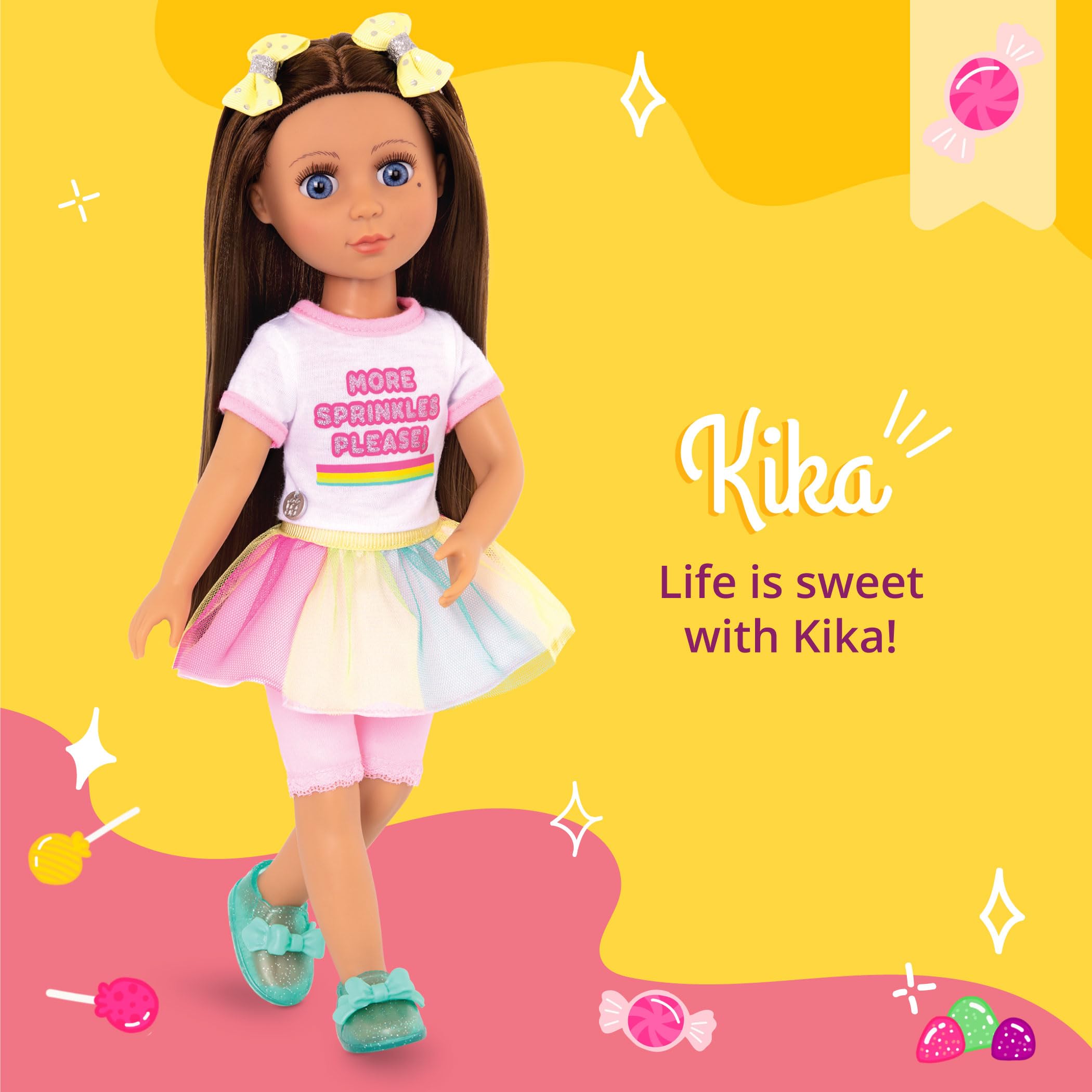 Glitter Girls Kika 14-Inch Fashion Doll with Ice Cream Outfit & Tutu Skirt | Ages 3+