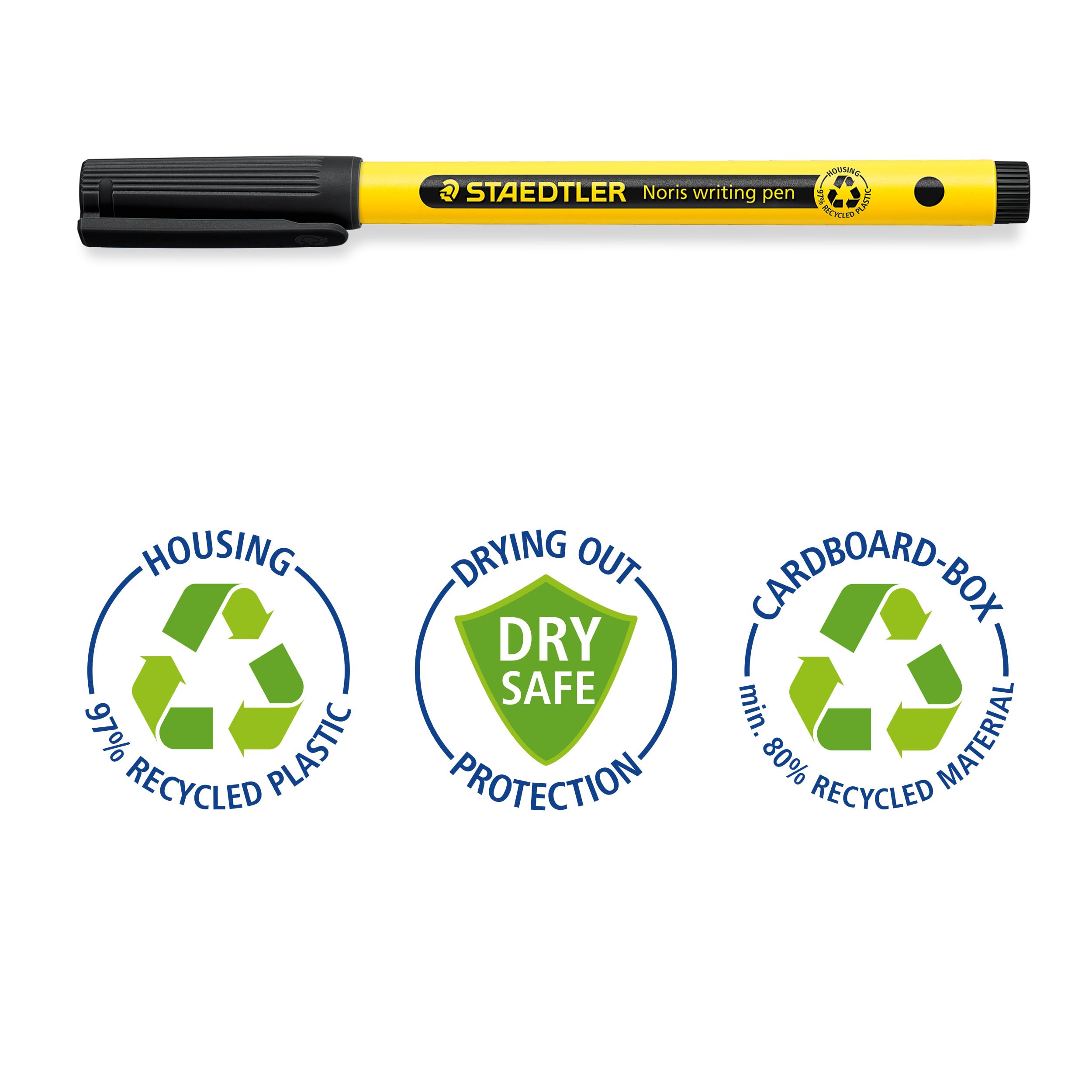 STAEDTLER Noris Handwriting Pen - Black | 0.6mm Fineliner Tip | Pack of 2 4