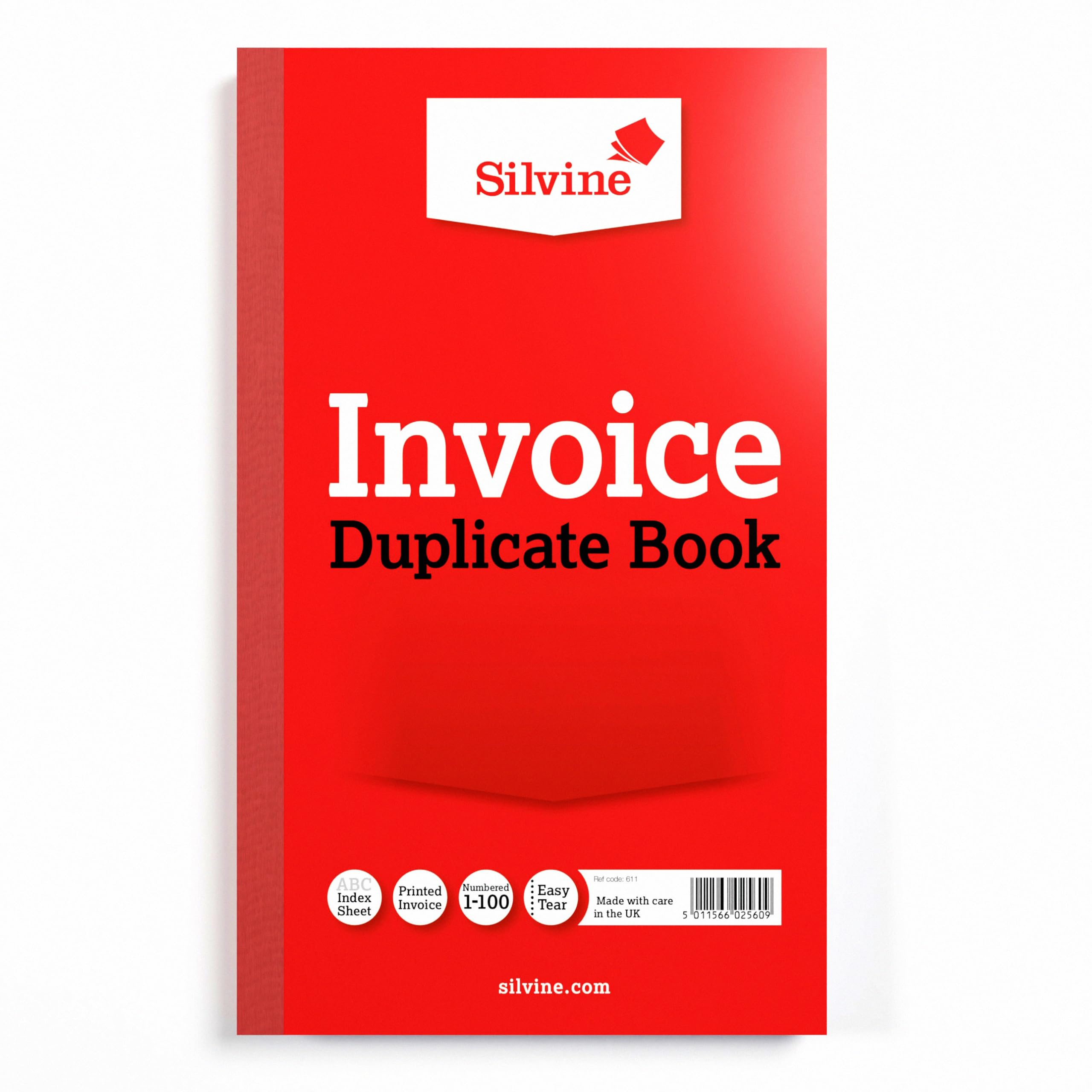Silvine Duplicate Invoice Book - Numbered 1-100 with Index Sheet | 210 x 127mm | Red