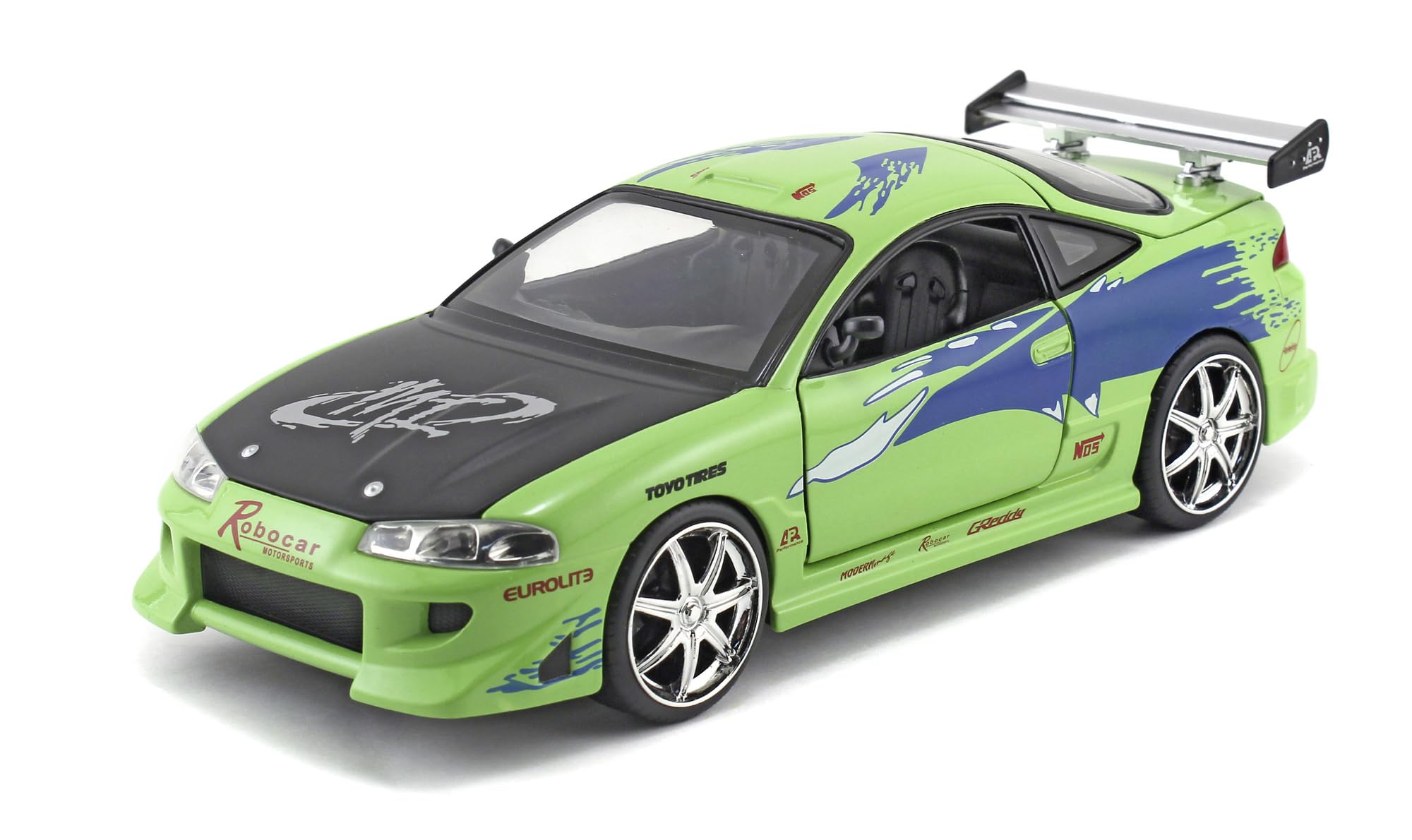 Jada Fast & Furious 1995 Mitsubishi Eclipse 1:24 Die-Cast Model Car | Green Metal