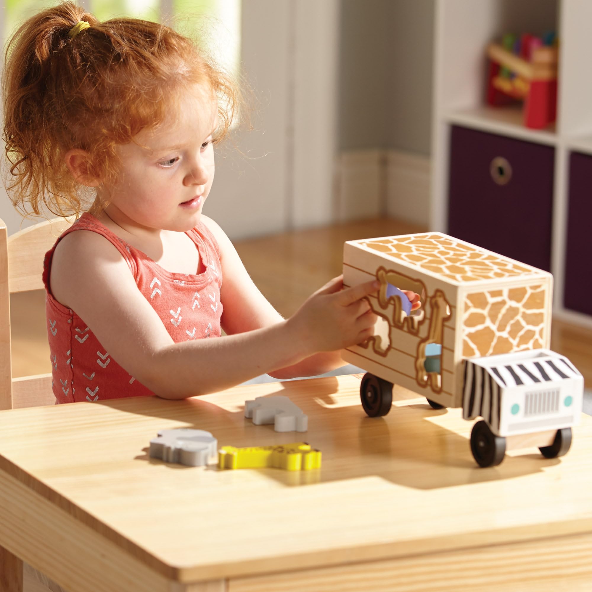 Melissa & Doug Safari Animal Rescue Truck Wooden Shape Sorter Toy | Ages 2+ 6