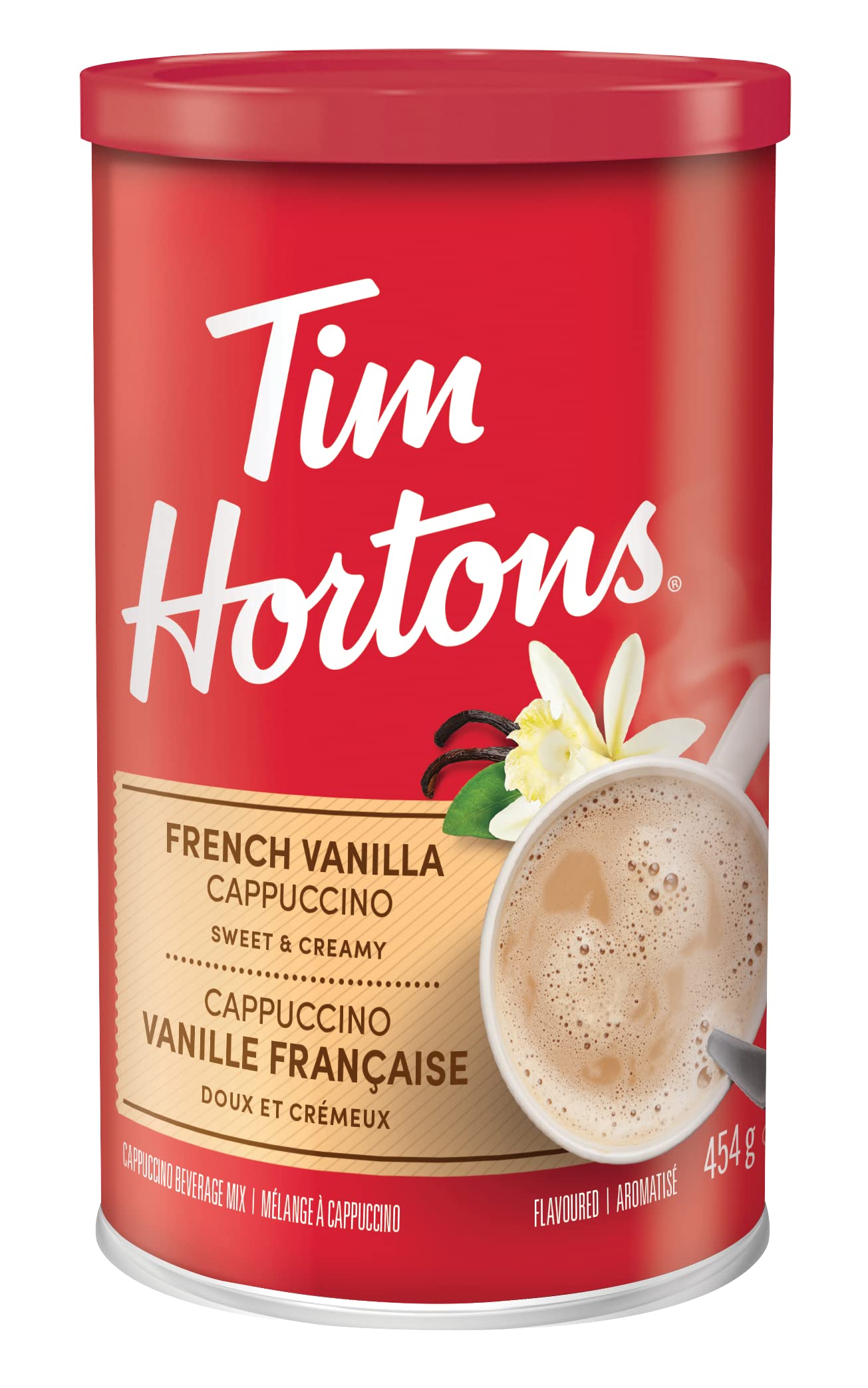 Tim Hortons French Vanilla Cappuccino Instant Coffee - 454g 1