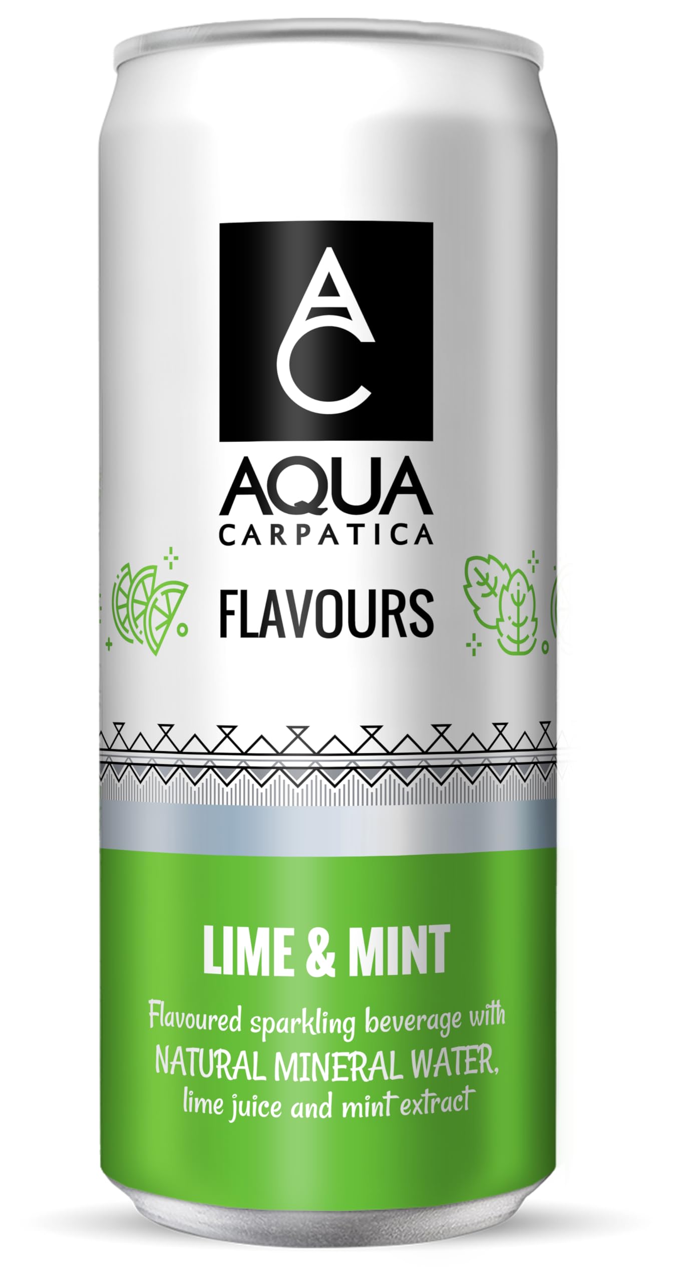 Aqua Carpatica Sparkling Flavours Lime & Mint - Naturally Sweetened, 330ml Cans (Pack of 4) 2