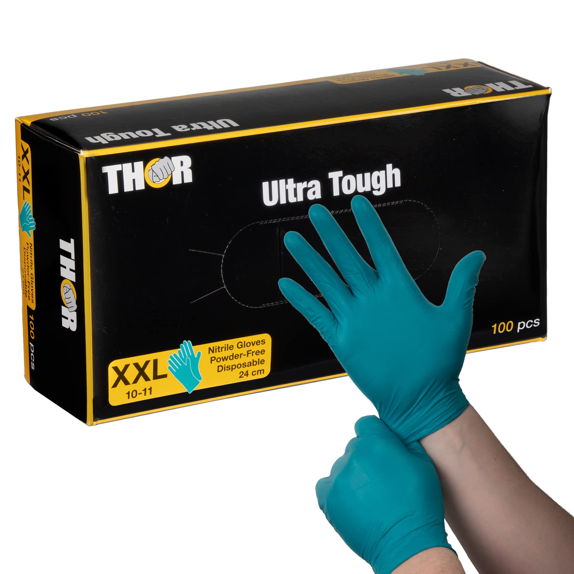ABENA Nitrile XXL Green Disposable Gloves - Pack of 100 | Puncture Proof