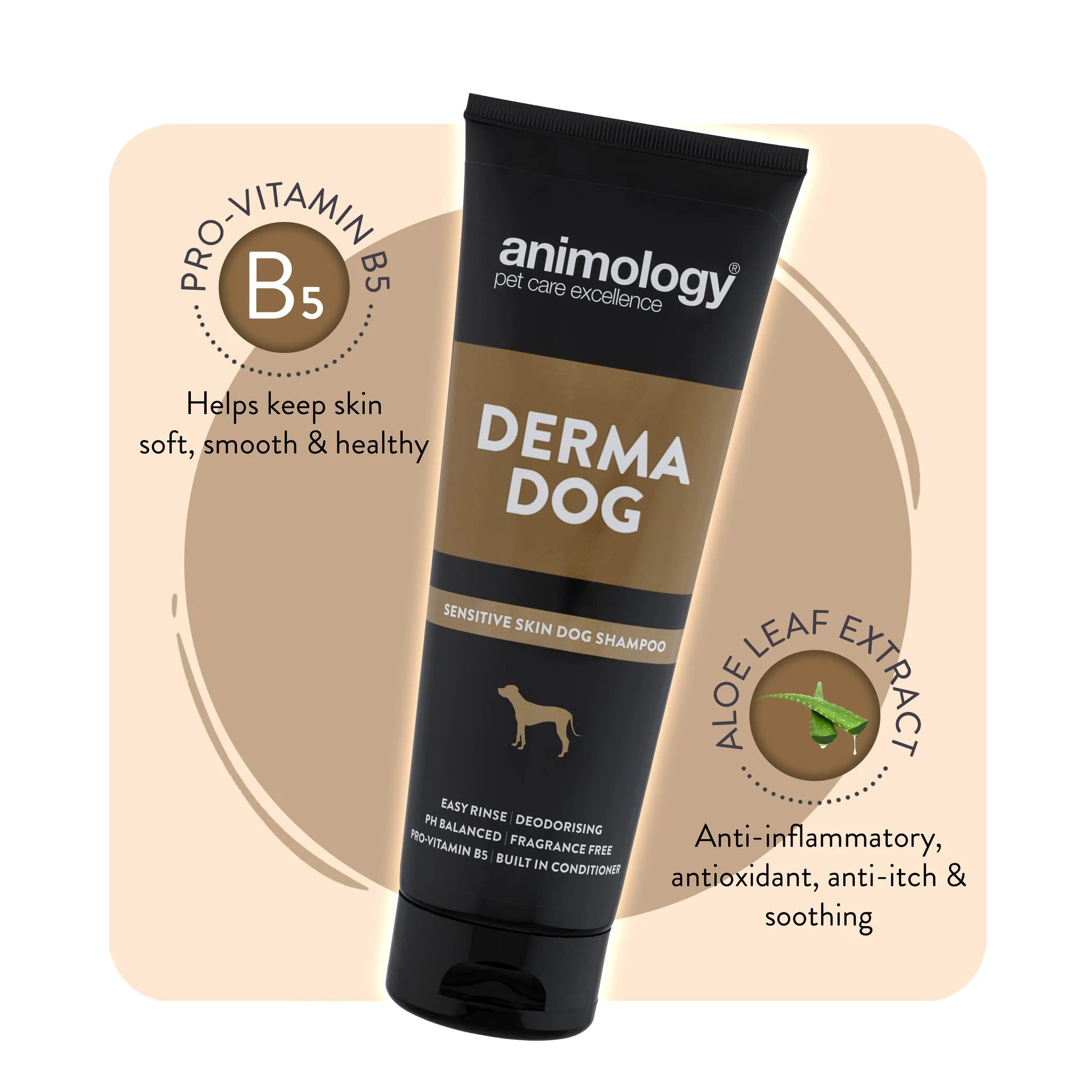 Animology Derma Dog Fragrance Free Mild Shampoo for Dogs | 250 ml | pH Balanced 6