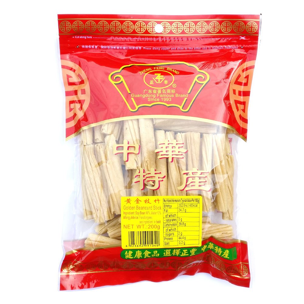 Zheng Feng Golden Beancurd Stick - 200g | Soy Bean 90%, Water 10%