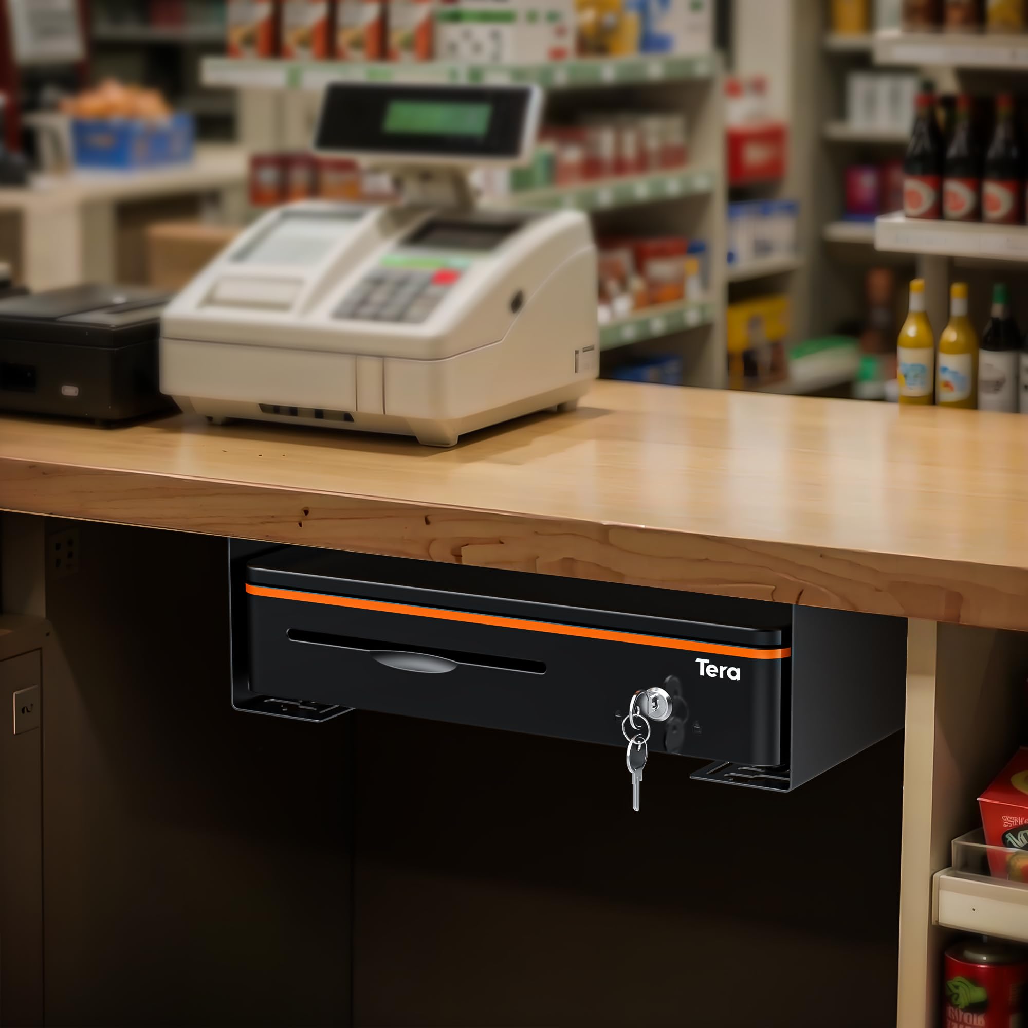 Tera Alloy Steel Under Counter Cash Drawer Mounting Bracket | Black | Fits Most Drawers 7