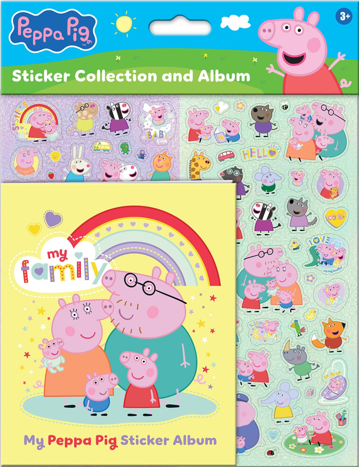 Paper Projects Peppa Pig Family Sticker Collection and Album | Foiled & Glossy Sheets | Pink