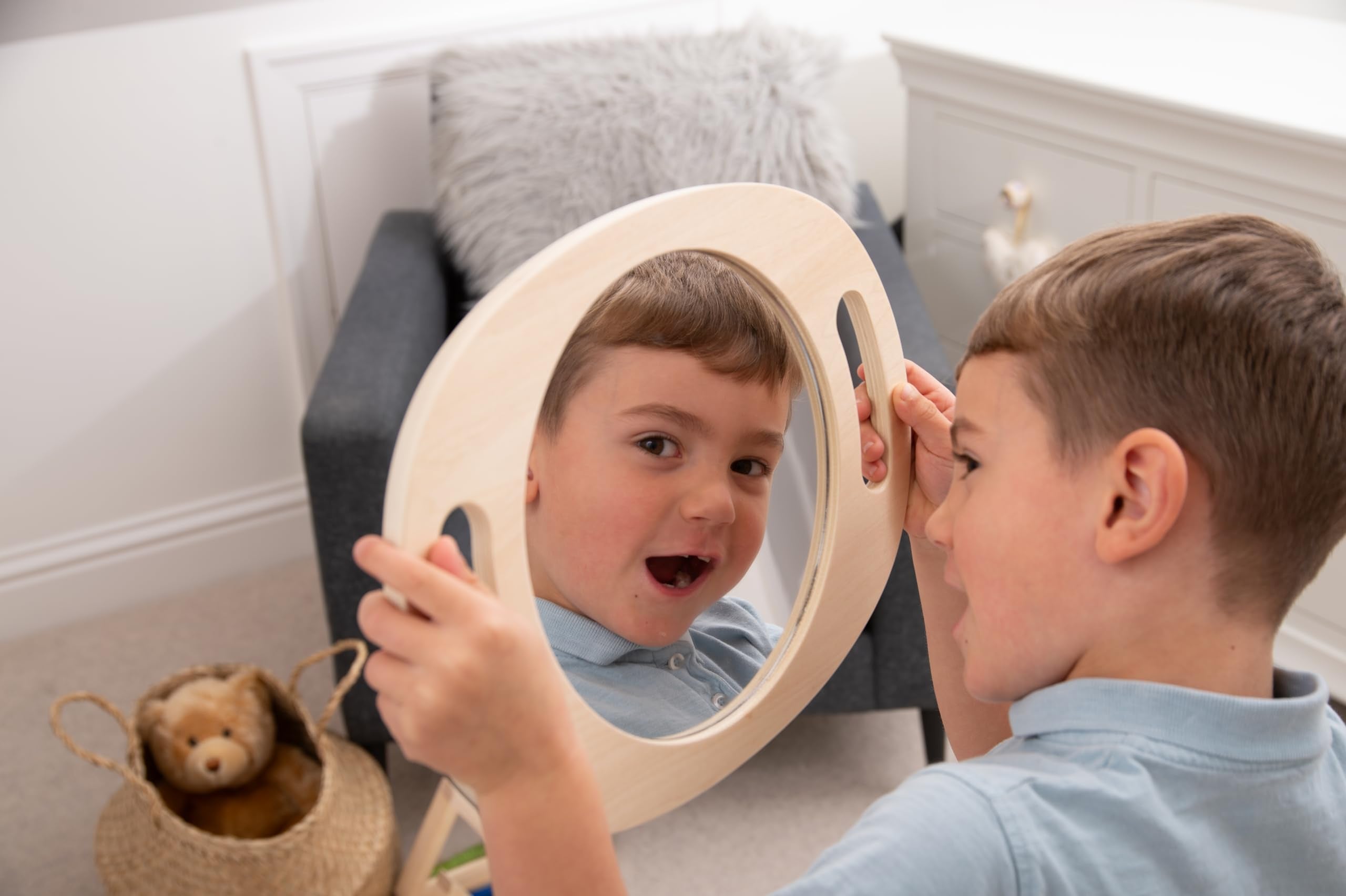 tickit Hand Held Wooden Mirror - Lightweight Exploration for All Ages | Wood Frame | 310x210mm 6