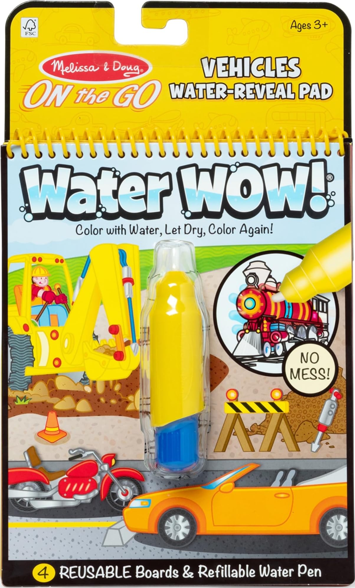 Melissa & Doug Water WOW! Vehicles - Reusable Magic Painting Book for Ages 3+ 1