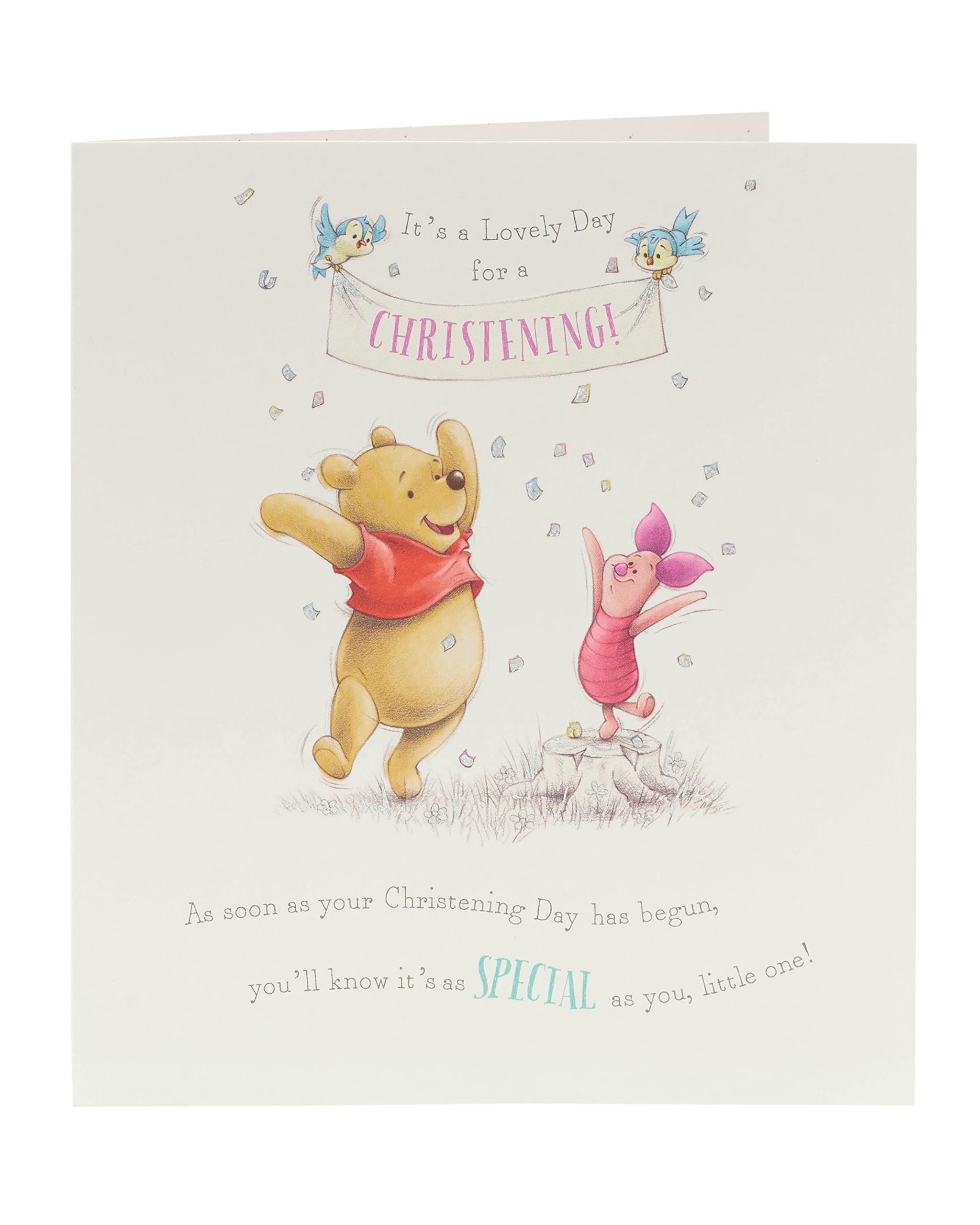 UK Greetings Winnie the Pooh Christening Card - Embossed & Foil Finish | 159 x 184 mm 5