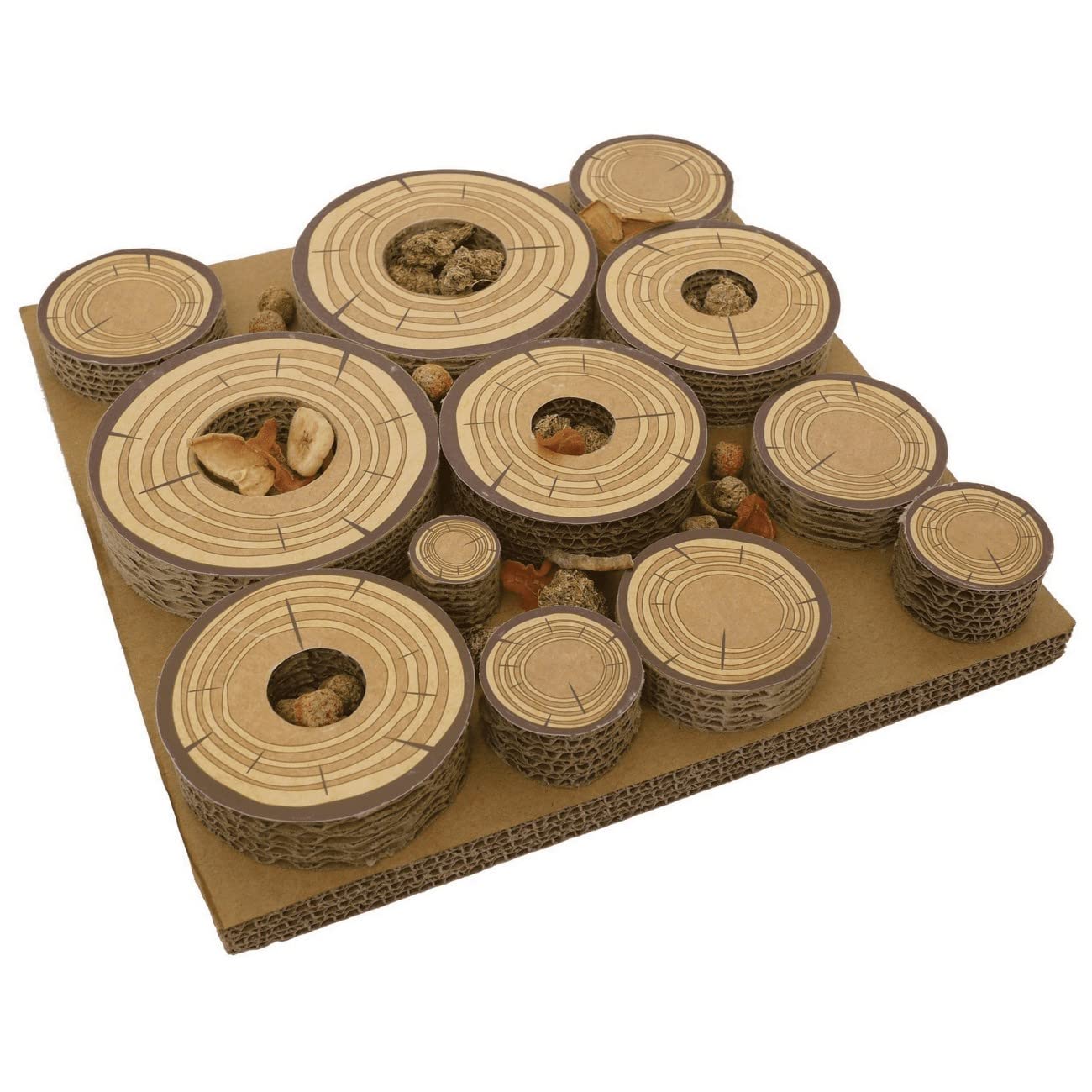 Rosewood Maze-a-Log Treat Challenge Toy for Small Animals | Cardboard Puzzle Feeder | Safe Chew
